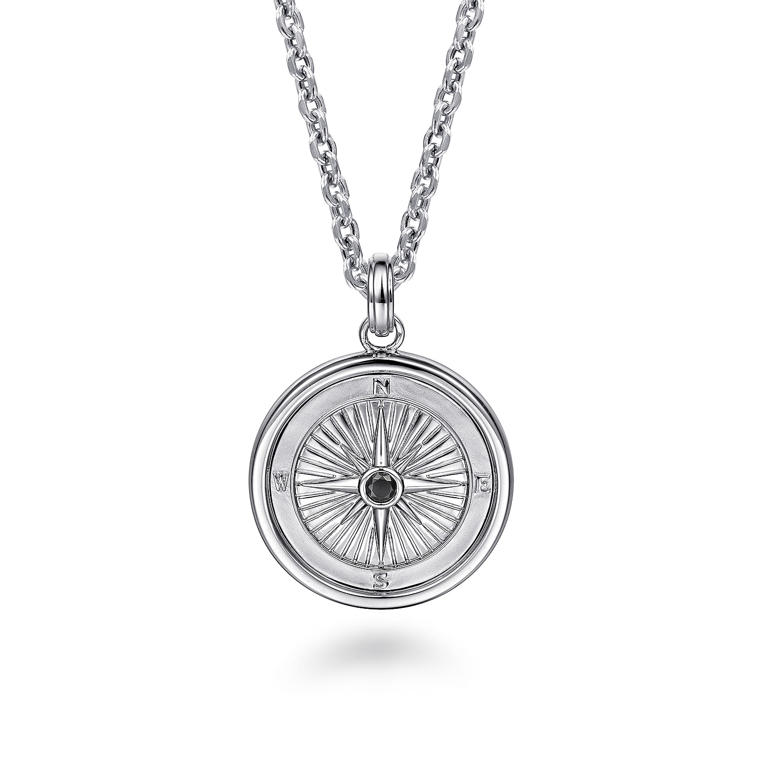 Compass Pendant Black Spinel in Sterling Silver, photograph 3