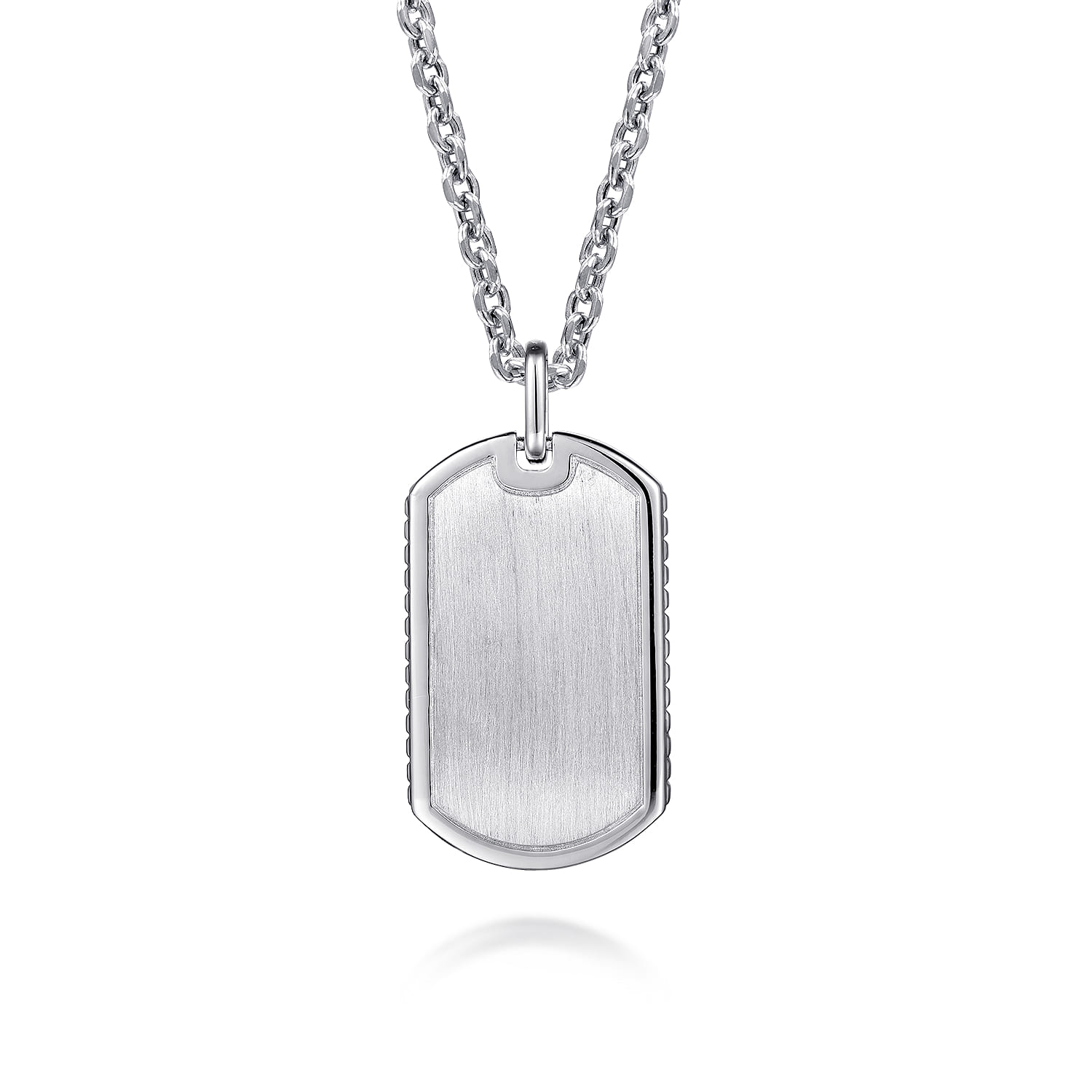 Dog Tag Pendant with Grommet Side Detail in Sterling Silver, photograph 3