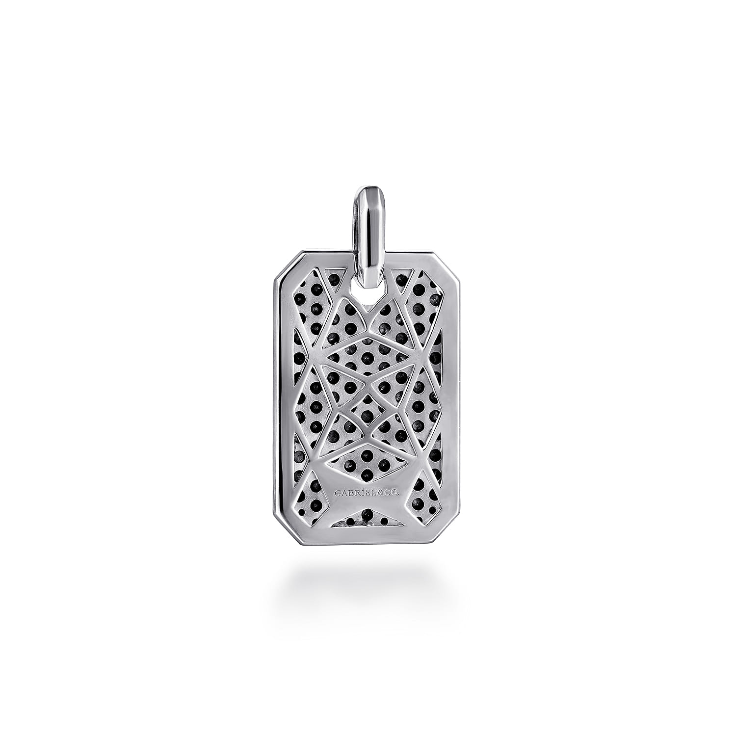 Black Spinel Dog Tag Pendant in Sterling Silver, photograph 2