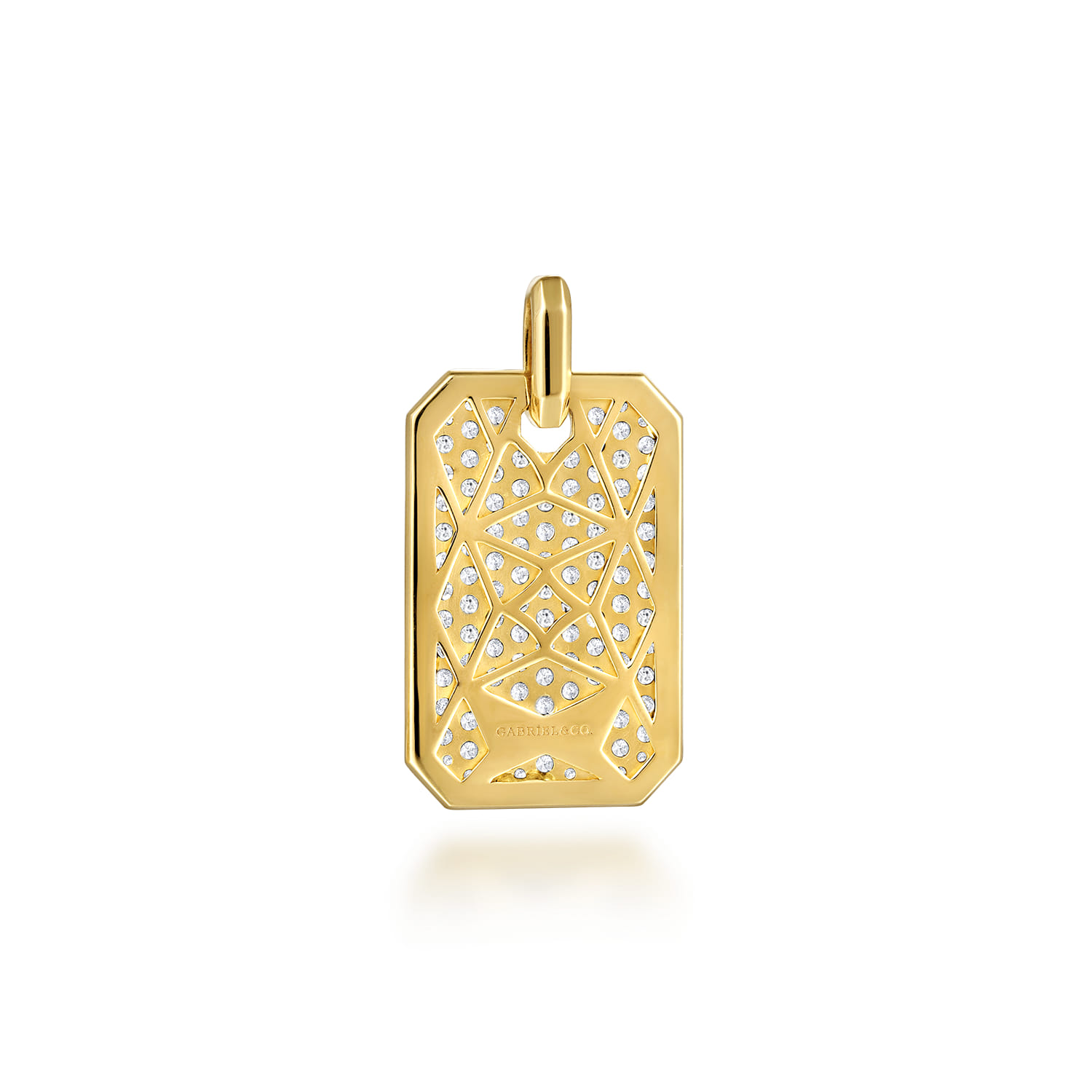 Diamond Dog Tag Pendant in 14K Yellow Gold, photograph 2