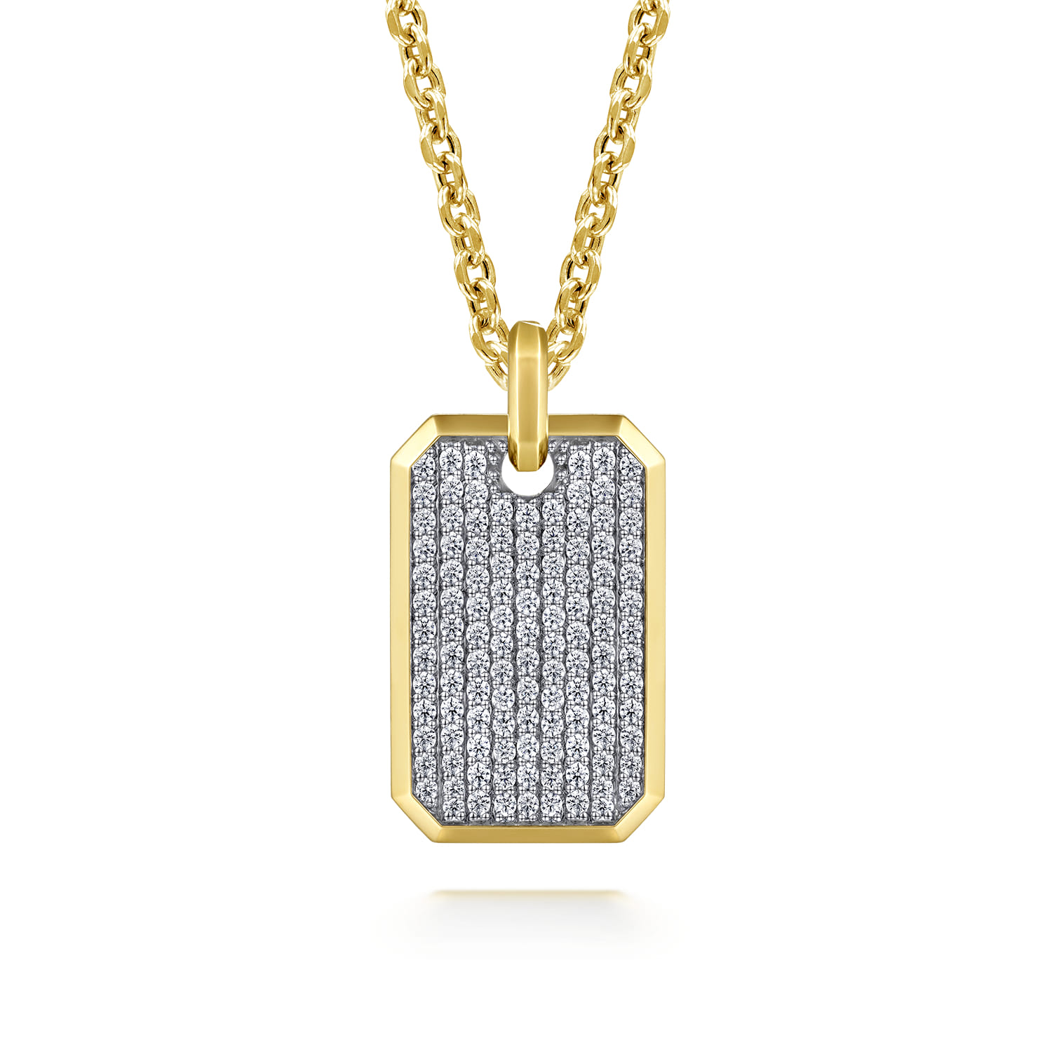 Diamond Dog Tag Pendant in 14K Yellow Gold, photograph 3