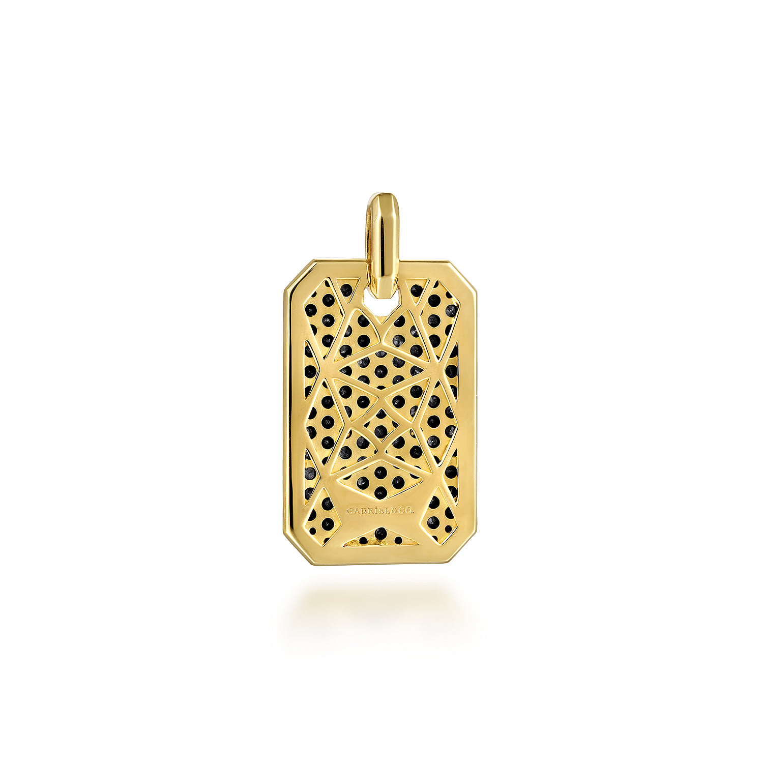 Black Diamond Dog Tag Pendant in 14K Yellow Gold, photograph 2