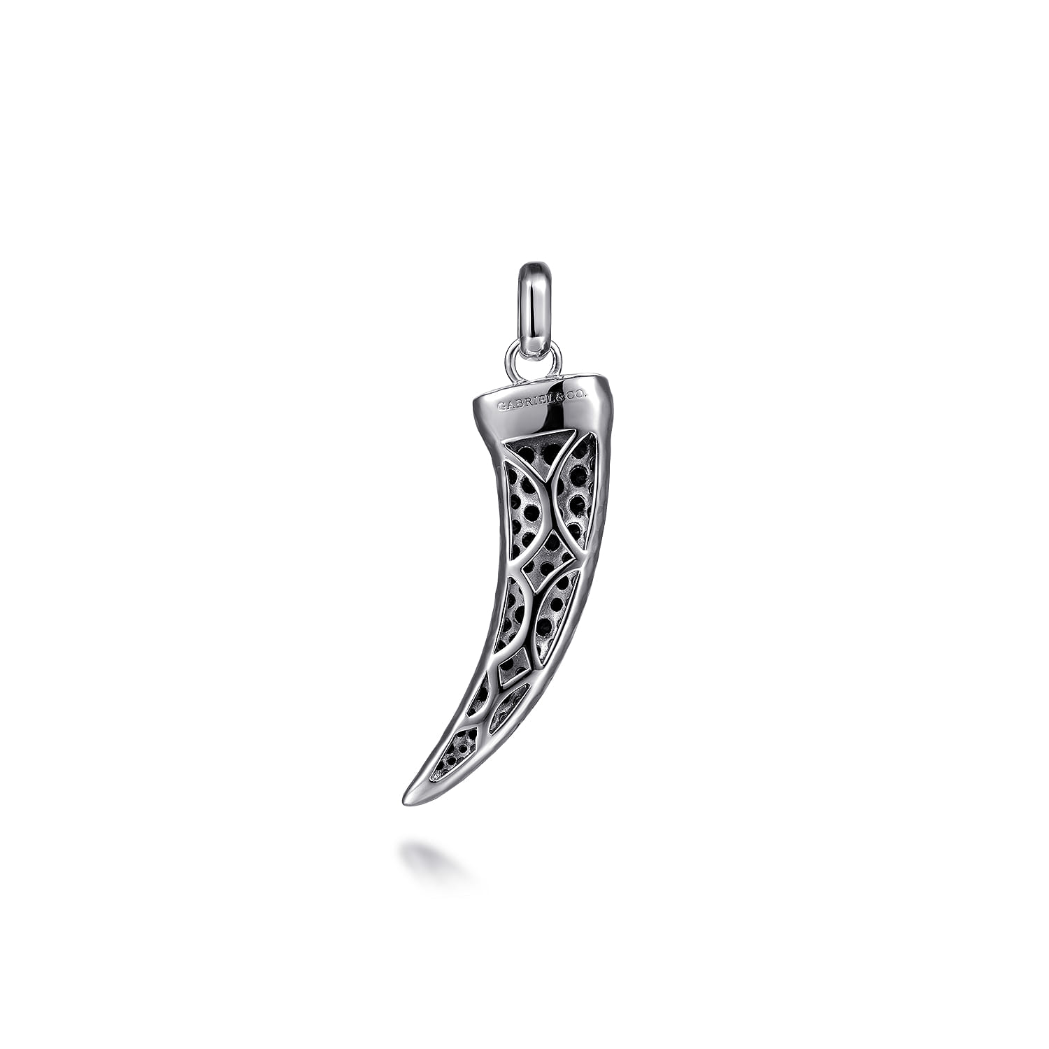 and Black Spinel Horn Pendant in Sterling Silver, photograph 2