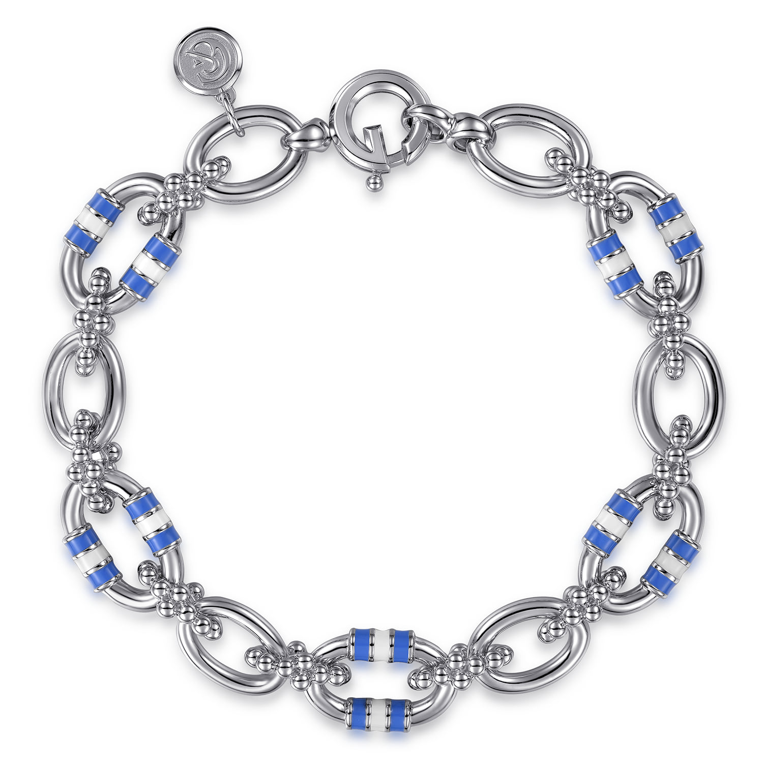 Bujukan Link Chain Bracelet with White and Periwinkle Enamel