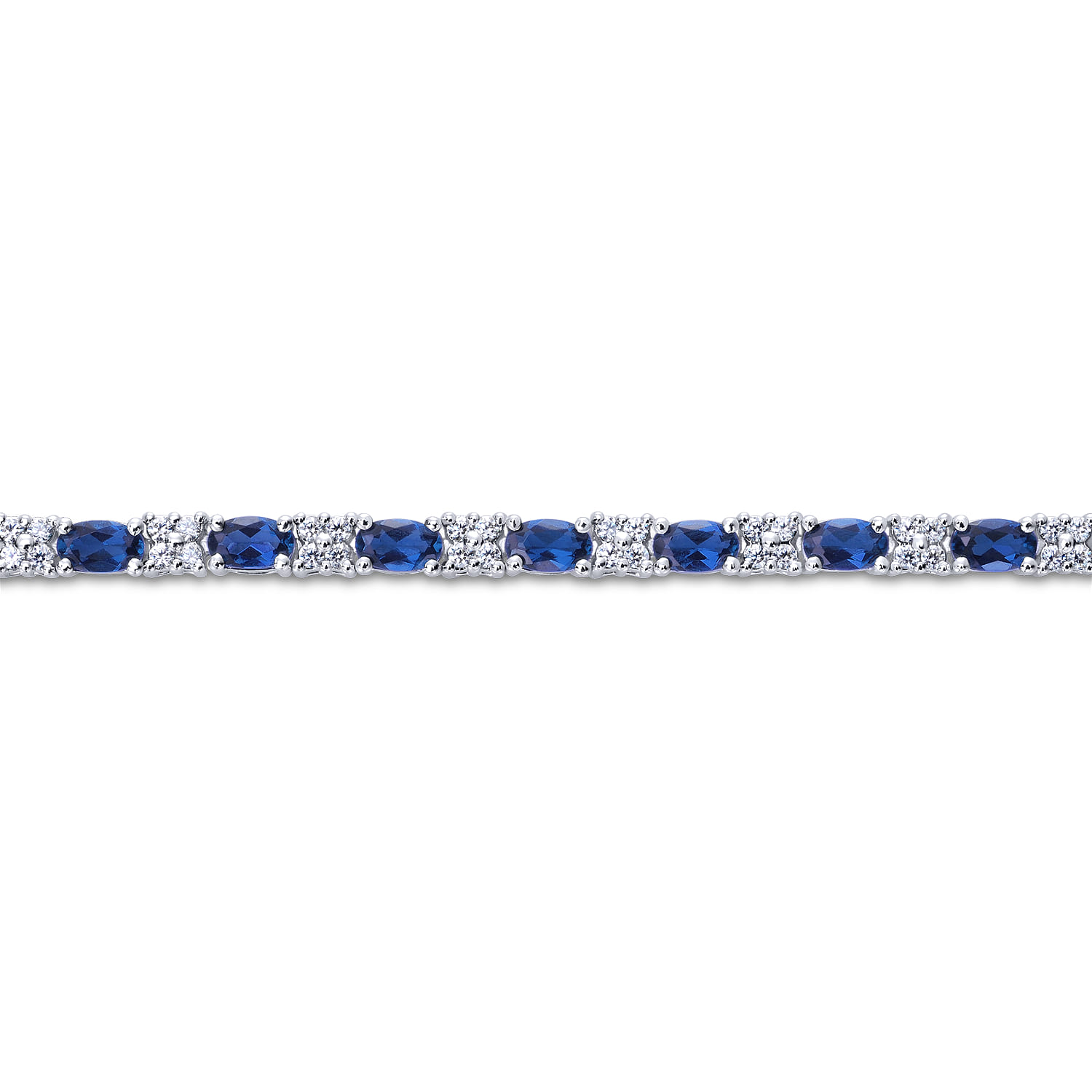 Diamond Sapphire Tennis Bracelet in 14K White Gold, photograph 2