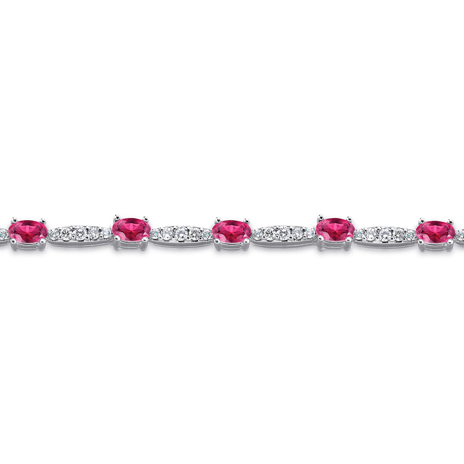 Diamond and Ruby Tennis Bracelet in 14K White Gold, photograph 2