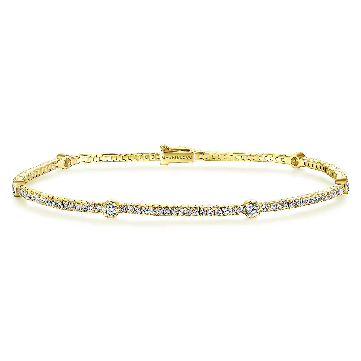 Diamond Tennis Bracelet with Bezel Set Diamond Stations
