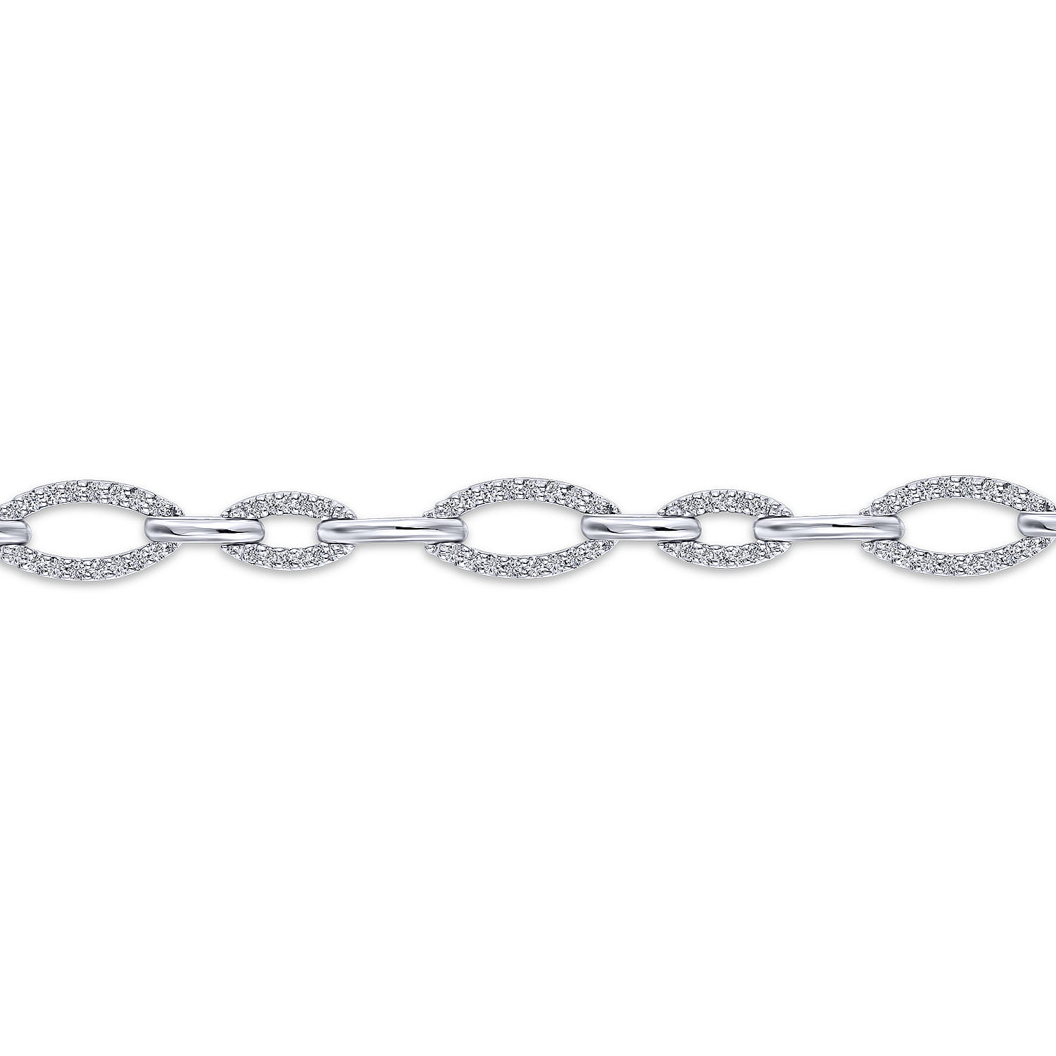 Graduating Diamond Link Tennis Bracelet in 14K White Gold, photograph 2