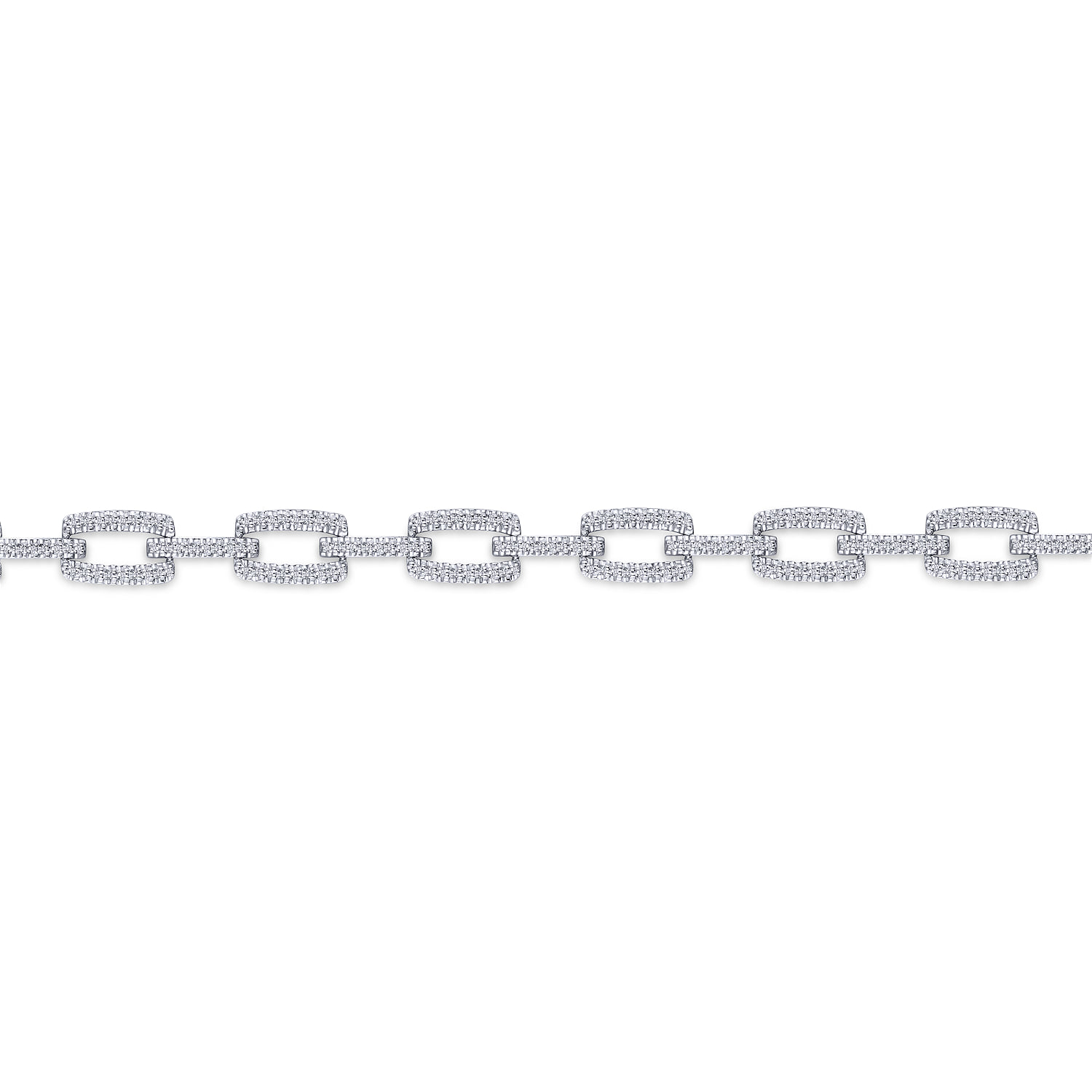 Diamond Pave Rectangular Link Tennis Bracelet in 14K White Gold, photograph 2
