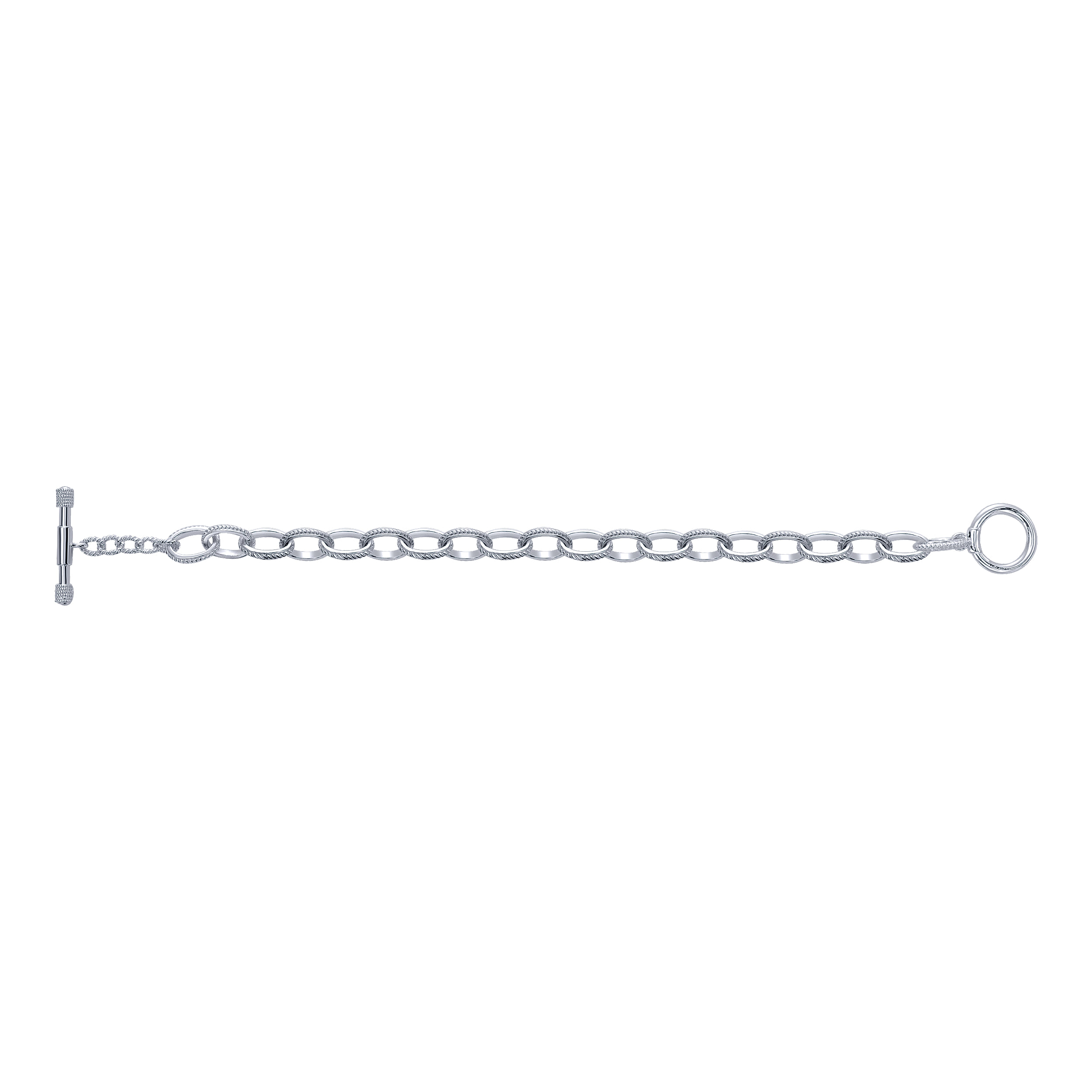 Textured Link Toggle Bracelet in Sterling Silver, photograph 3