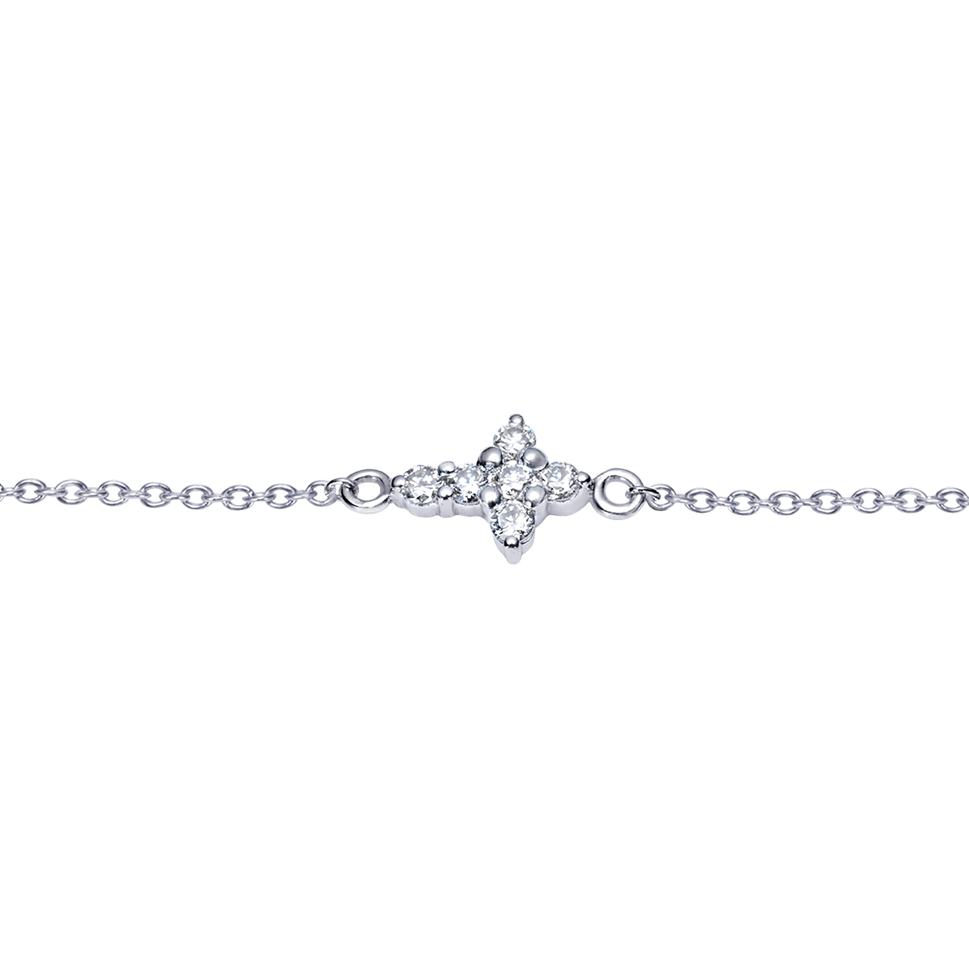 Chain Bracelet with Diamond Cross in 14K White Gold, photograph 2