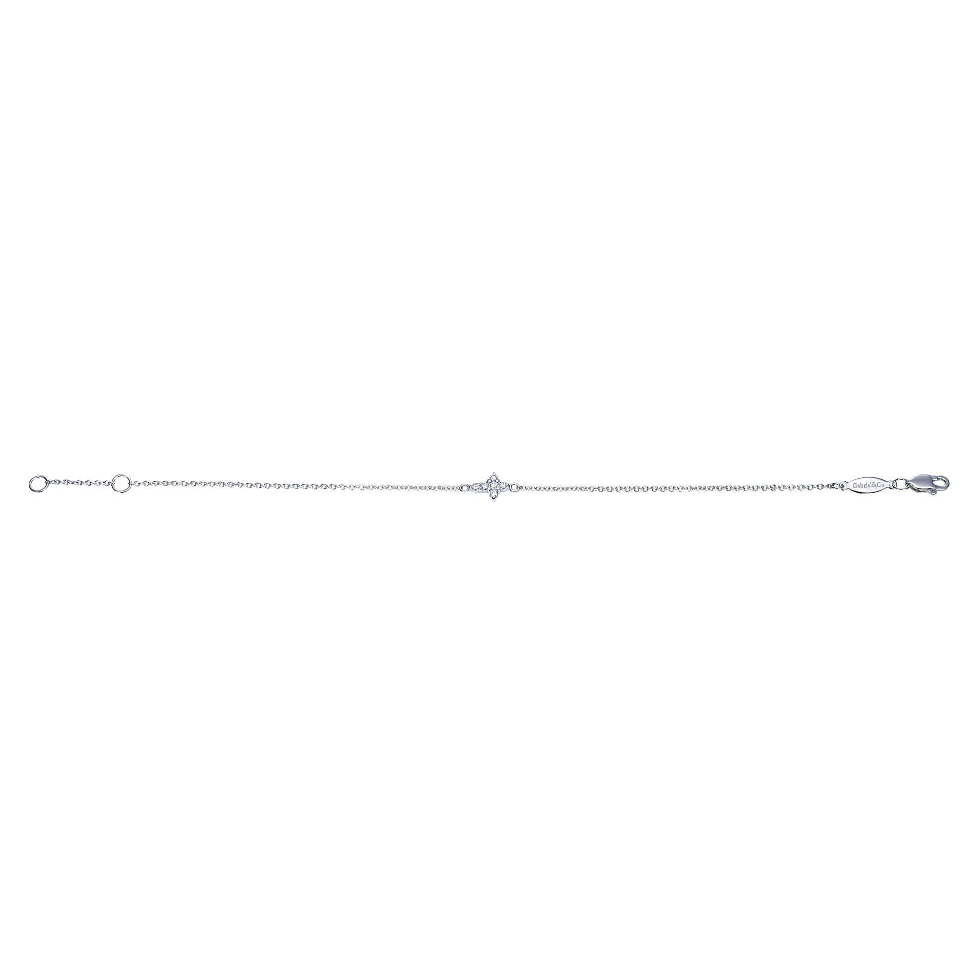 Chain Bracelet with Diamond Cross in 14K White Gold, photograph 3
