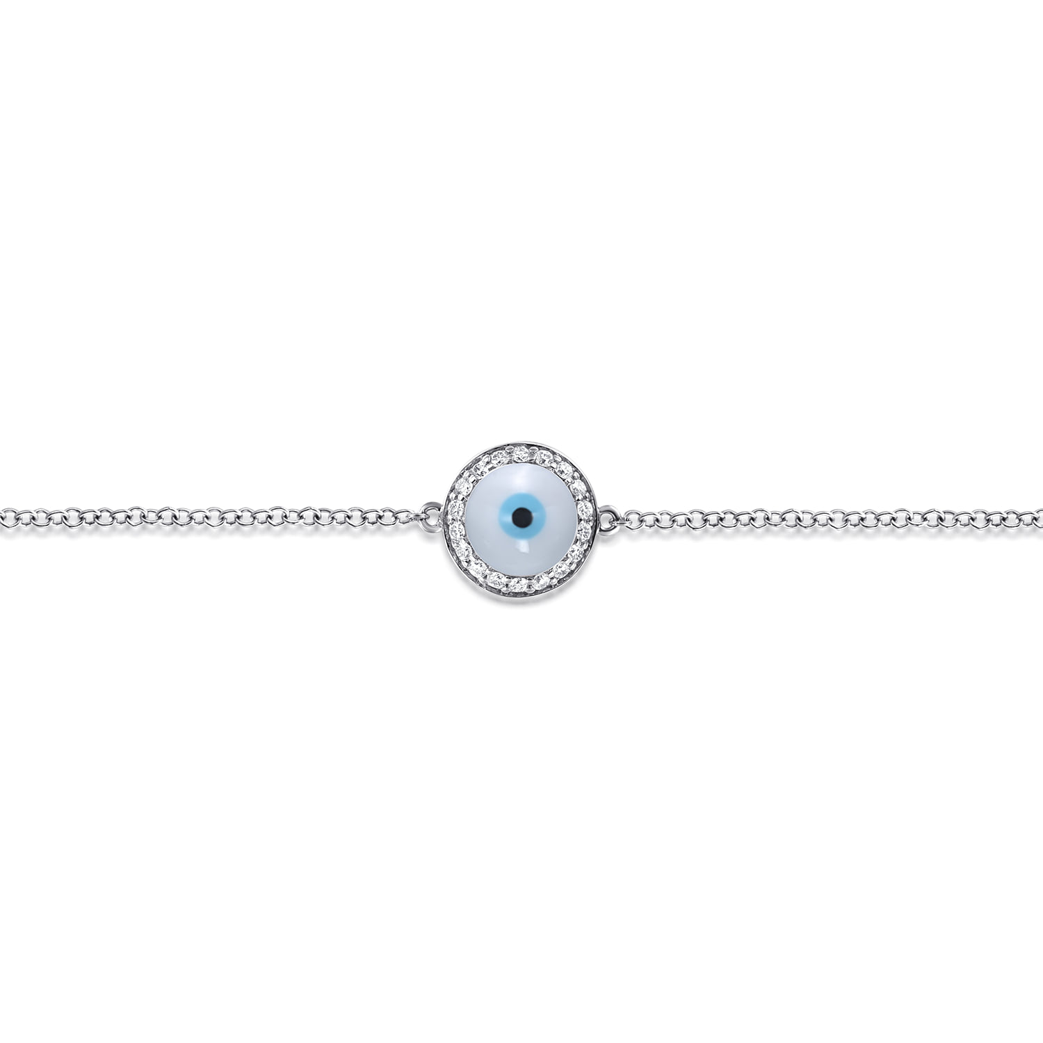 Evil Eye Bracelet in 14K White Gold, photograph 2