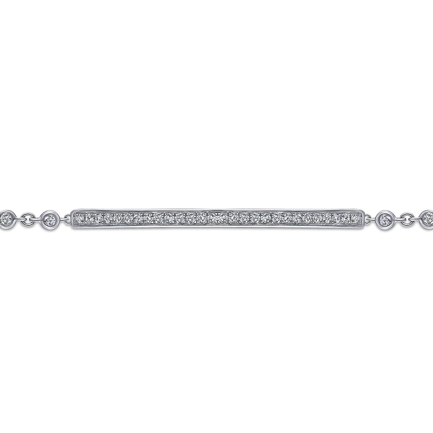Pave Diamond Bar Tennis Bracelet in 14K White Gold, photograph 2
