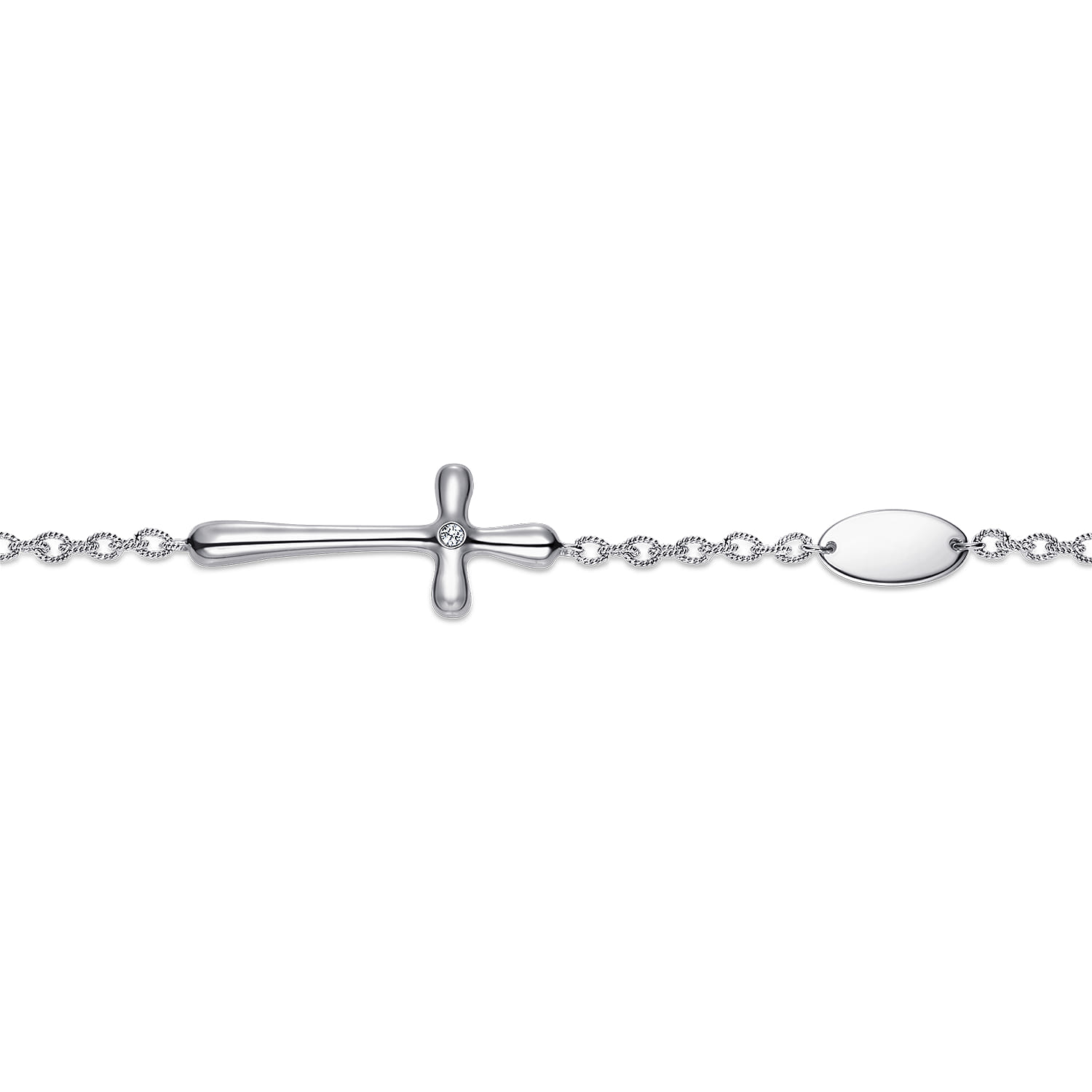 Cross Diamond Bracelet in Sterling Silver, photograph 2