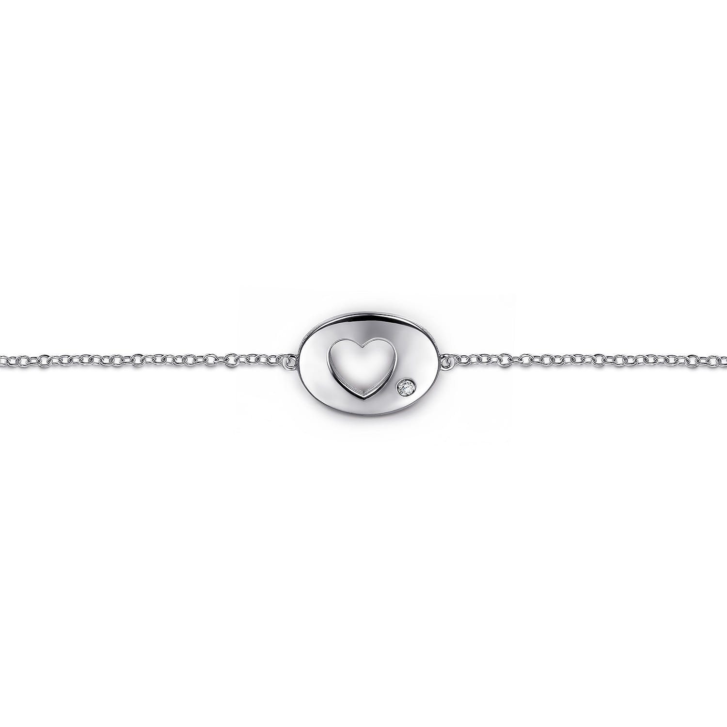 Chain Bracelet with Diamond Cutout Charm in Sterling Silver, photograph 2
