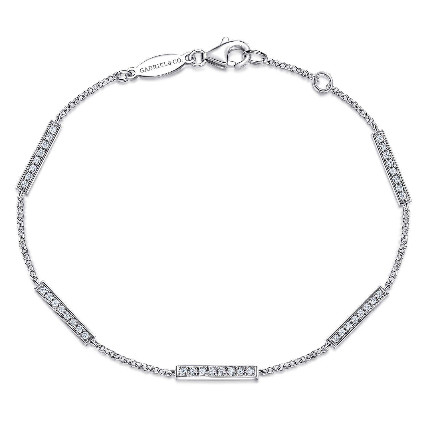 Chain Bracelet with Diamond Bar Stations