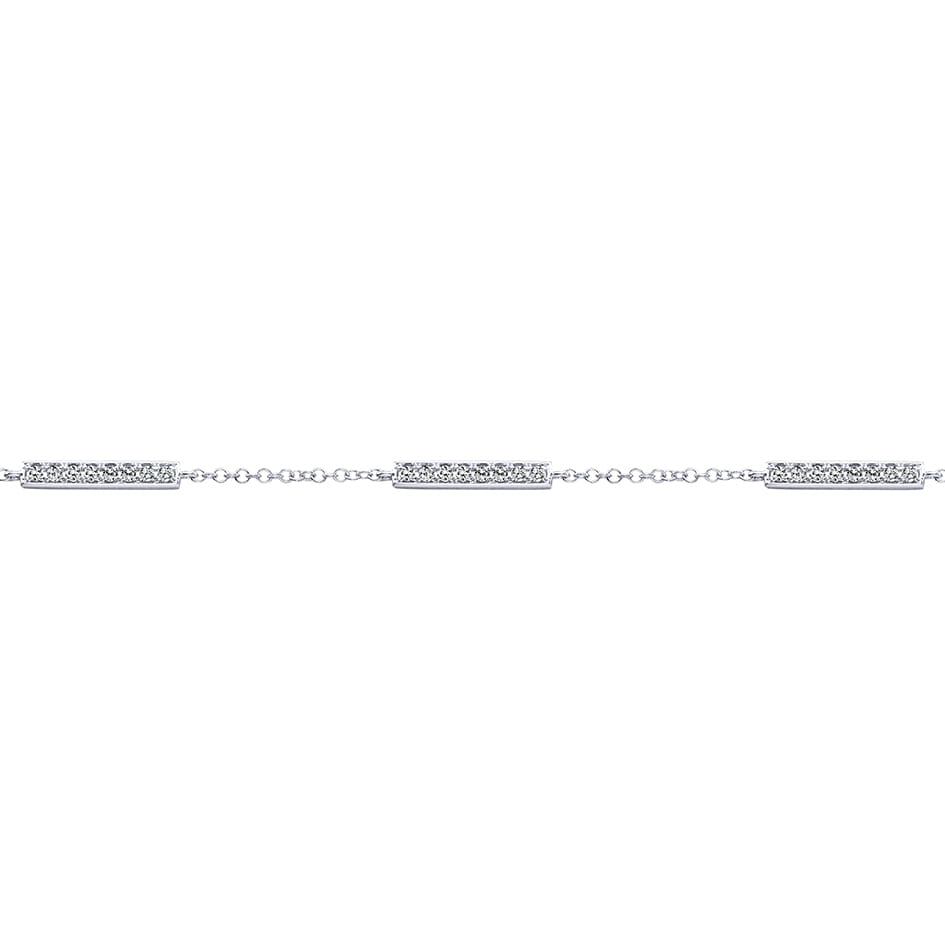 Chain Bracelet with Diamond Bar Stations in 14K White Gold, photograph 2