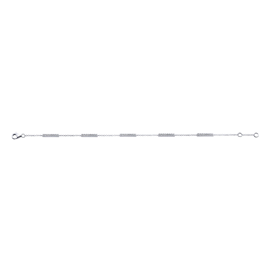 Chain Bracelet with Diamond Bar Stations in 14K White Gold, photograph 3