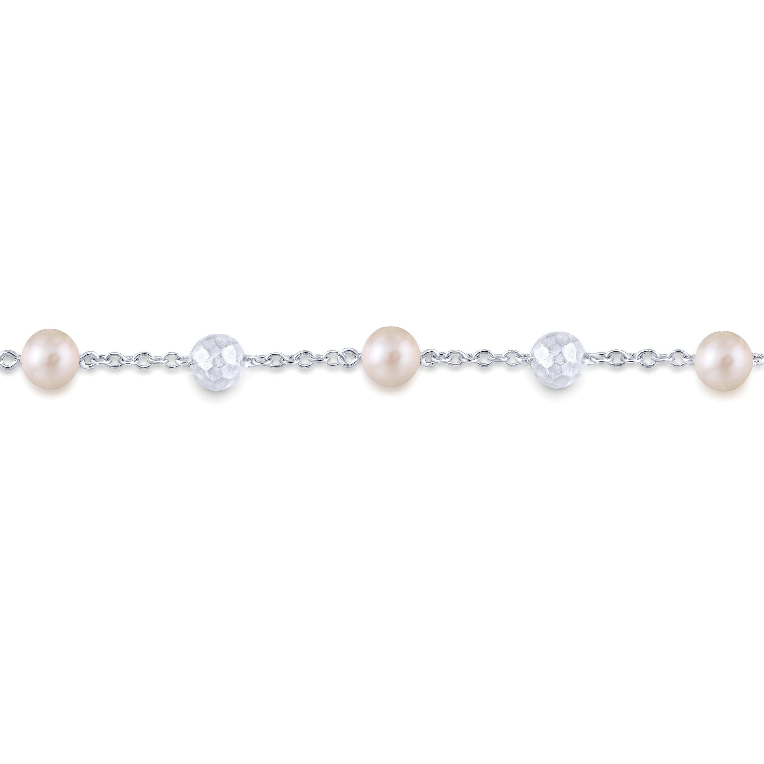 Pearl Rosary Bracelet with Blue Topaz Stone Cross in Sterling Silver, photograph 2