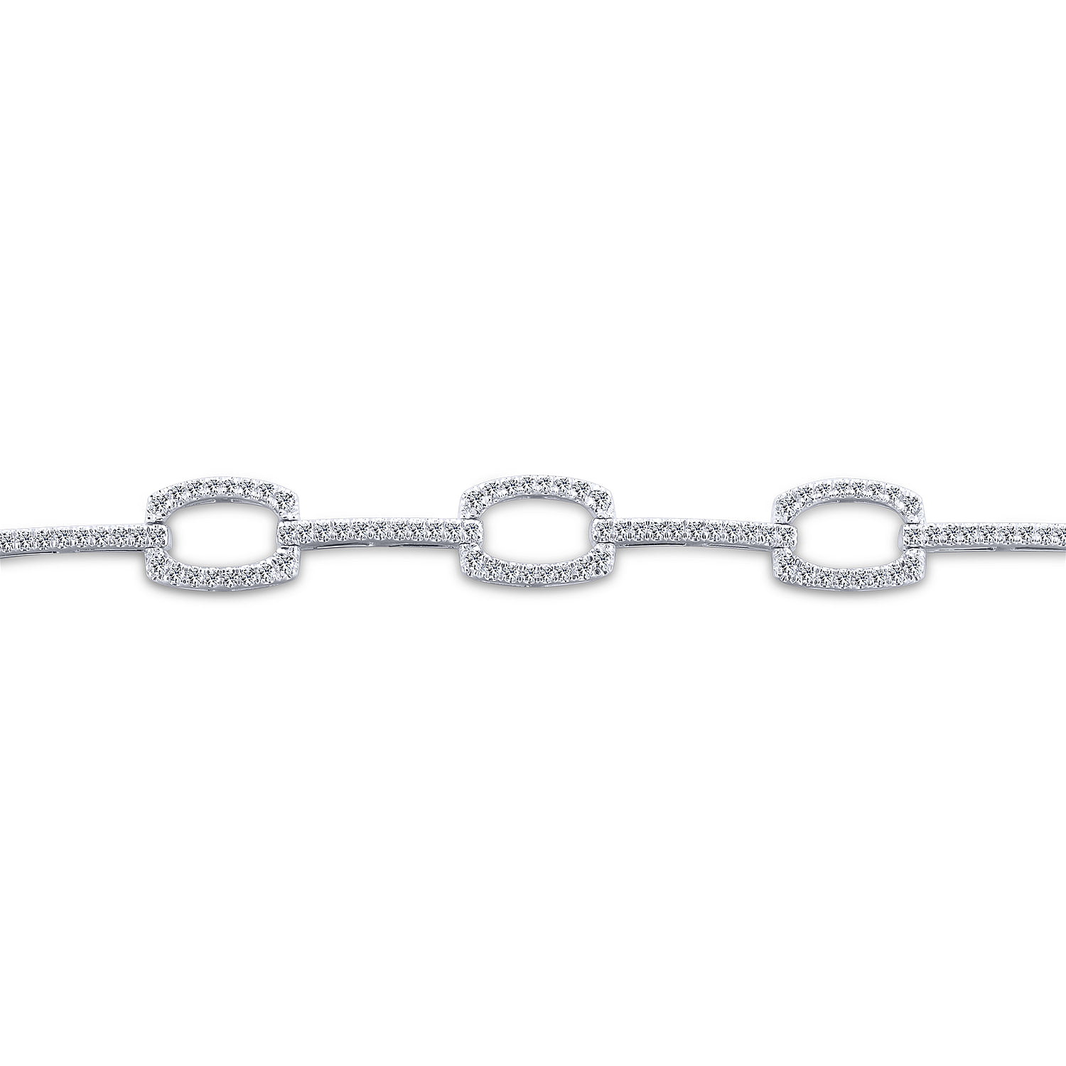 Geometric Link Diamond Tennis Bracelet in 14K White Gold, photograph 2