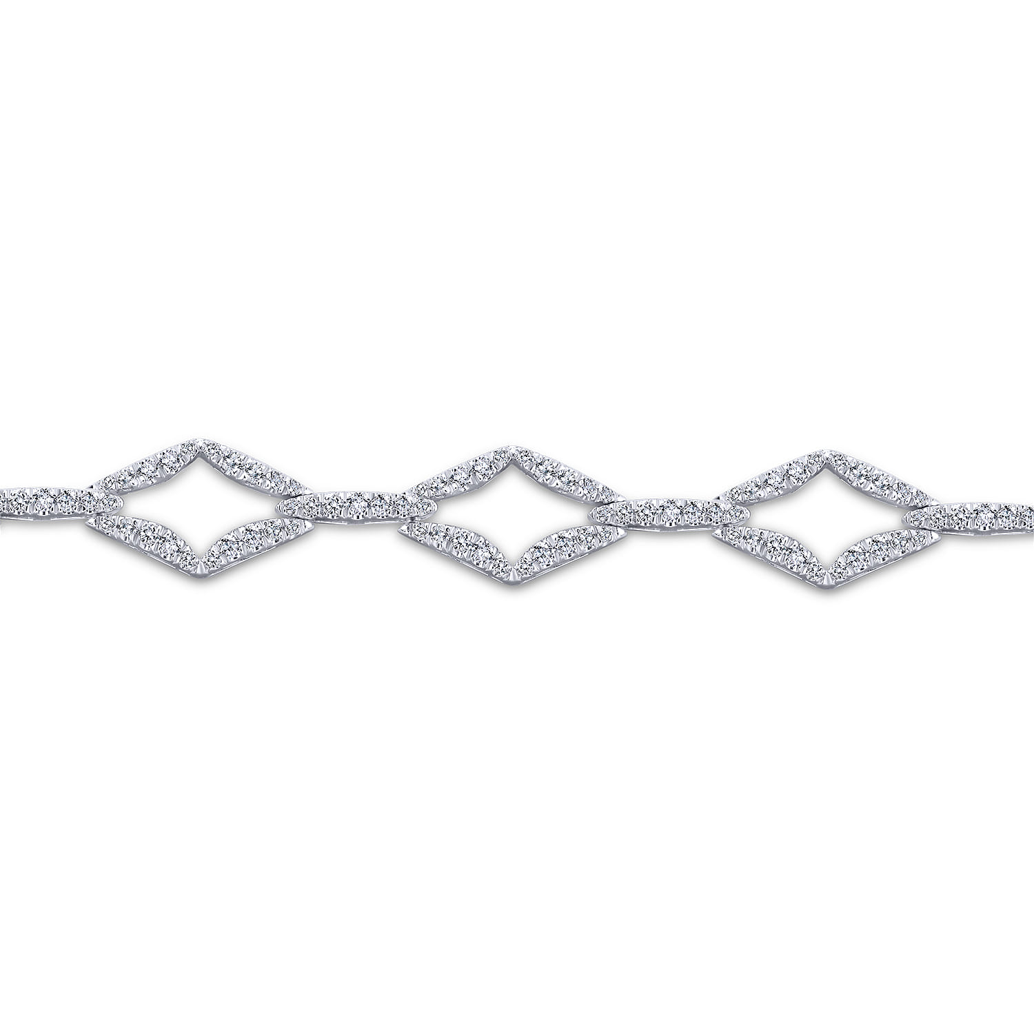 Geometric Link Diamond Tennis Bracelet in 14K White Gold, photograph 2