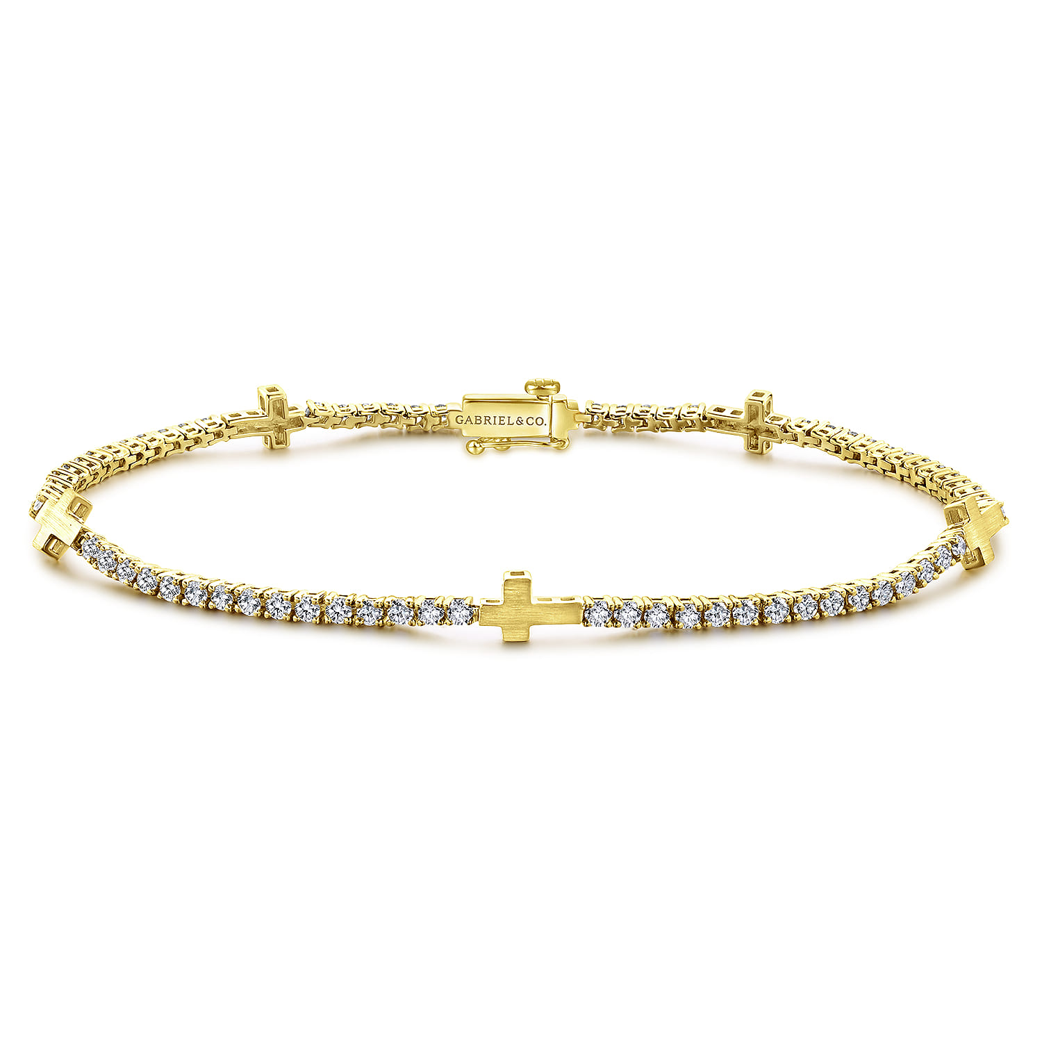 Diamond Tennis Bracelet with Cross Stations