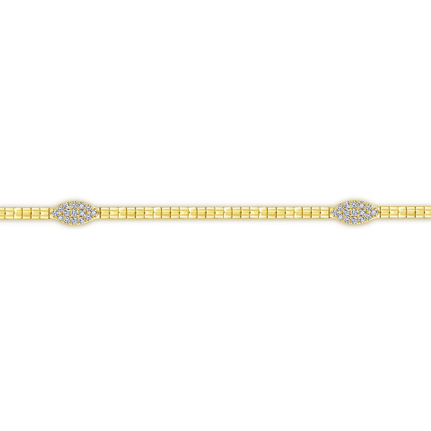 Tennis Bracelet with Cluster Diamond Stations in 14K Yellow Gold, photograph 2