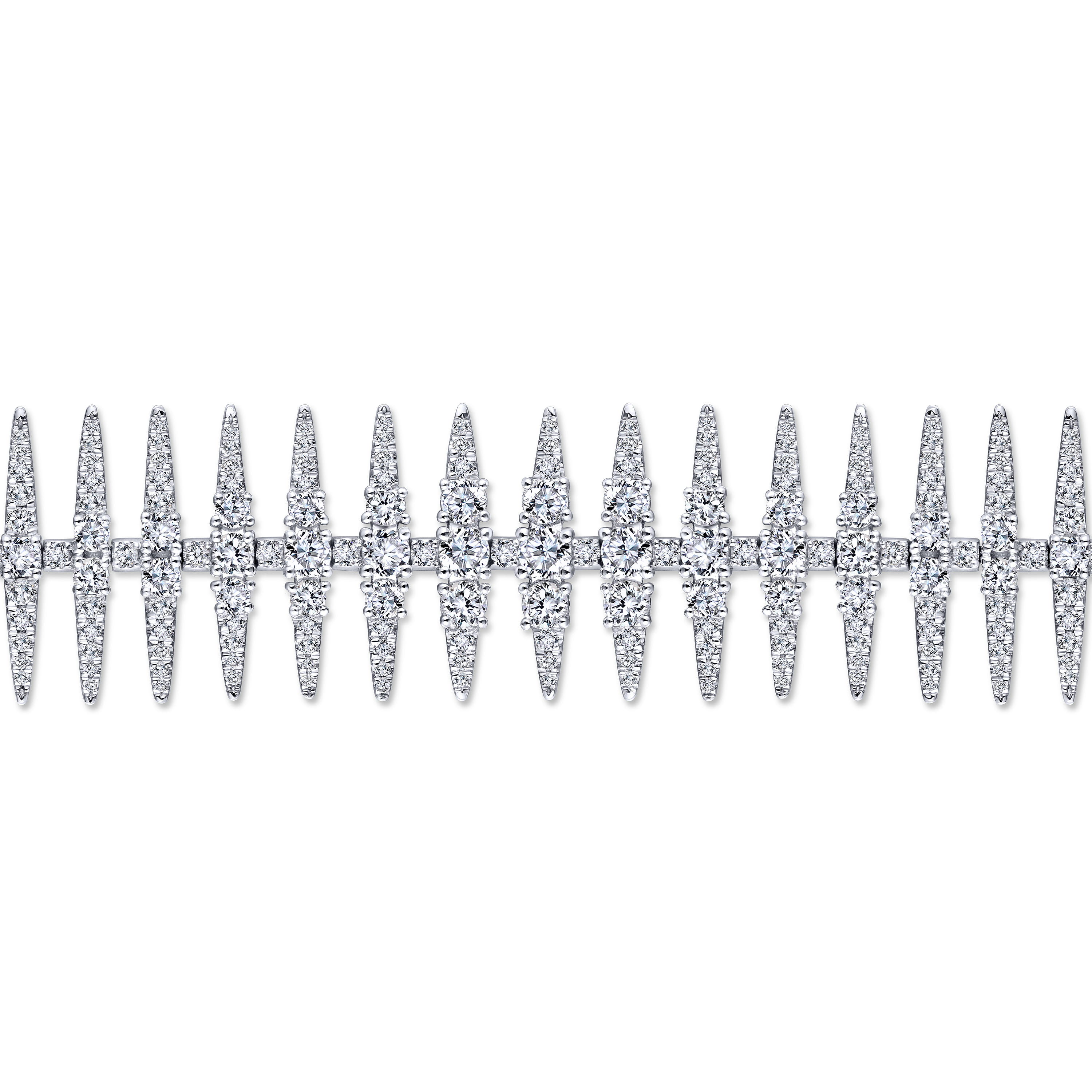 Diamond Spikes Tennis Bracelet in 18K White Gold, photograph 2