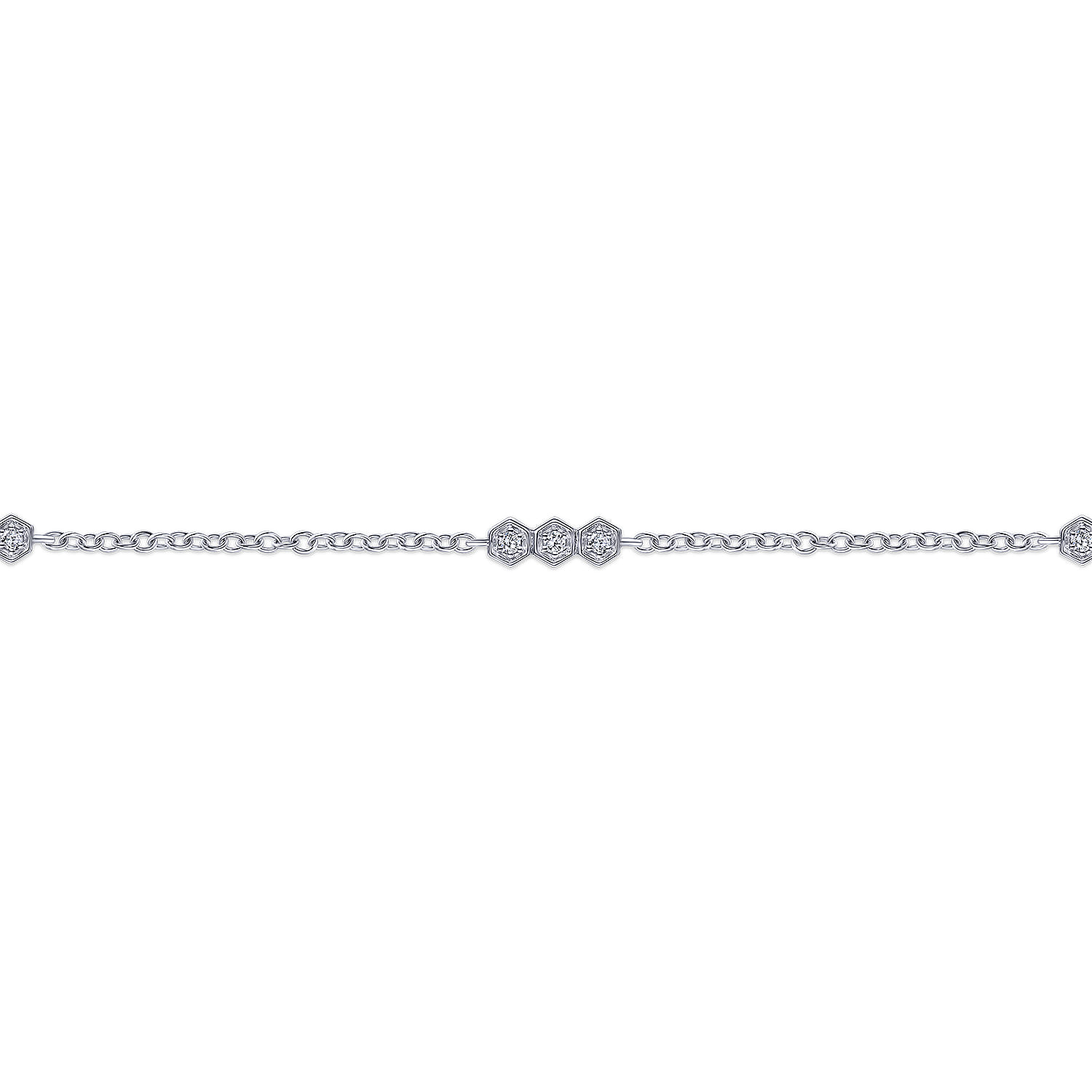Hexagonal Diamond Stations Tennis Bracelet in 14K White Gold, photograph 2
