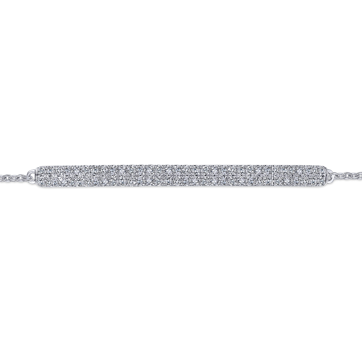 Diamond Bar Chain Bracelet in 14K White Gold, photograph 2