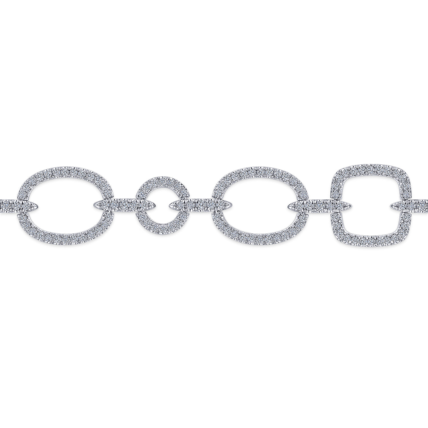 Geometric Diamond Links Tennis Bracelet in 14K White Gold, photograph 2