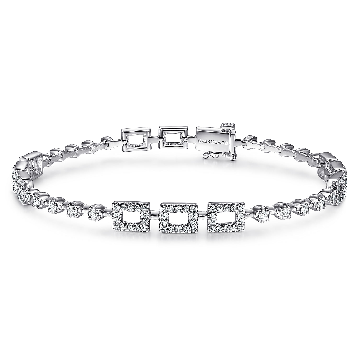 Buttercup Diamond Tennis Bracelet with Rectangle Stations