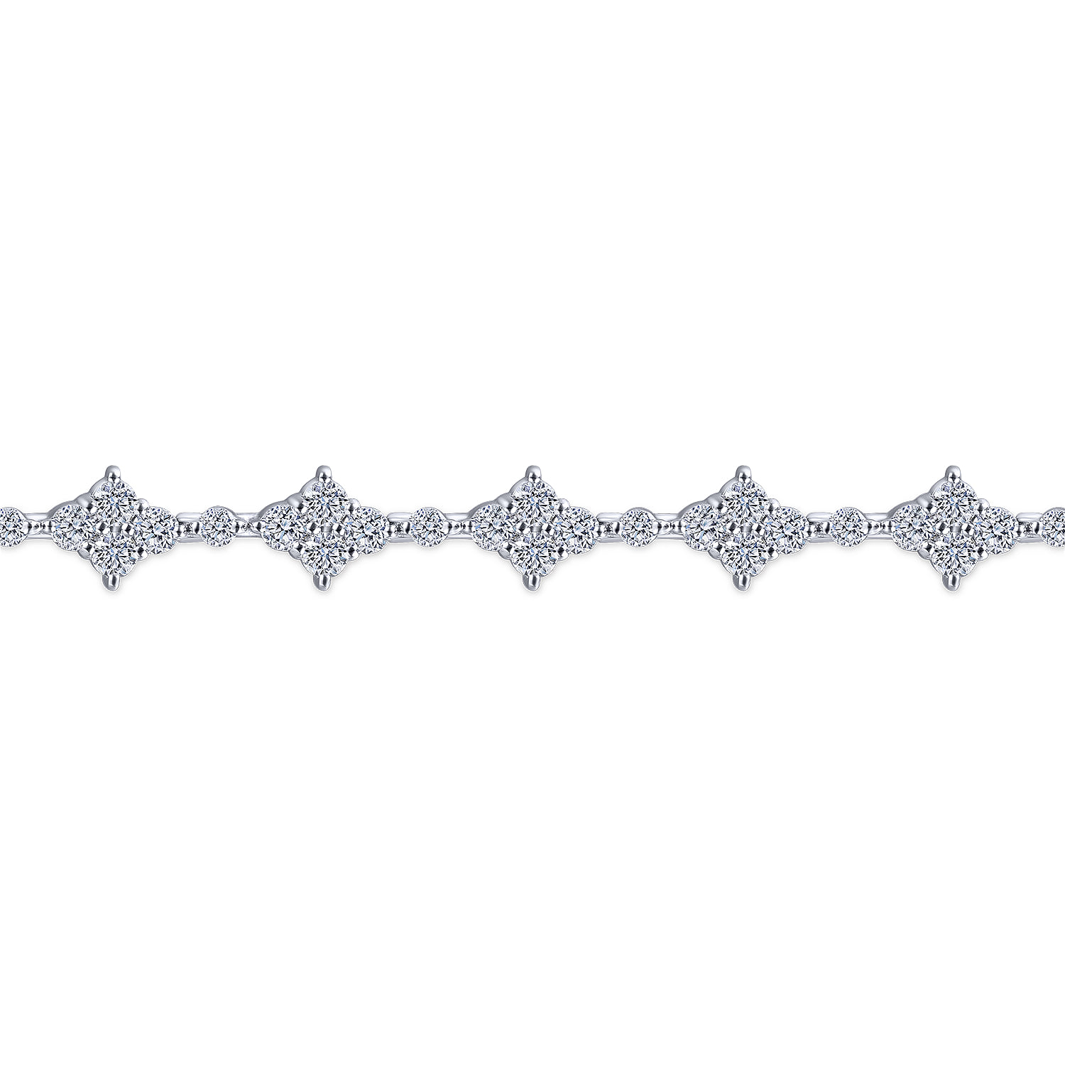 Quatrefoil Diamond Tennis Bracelet in 14K White Gold, photograph 2