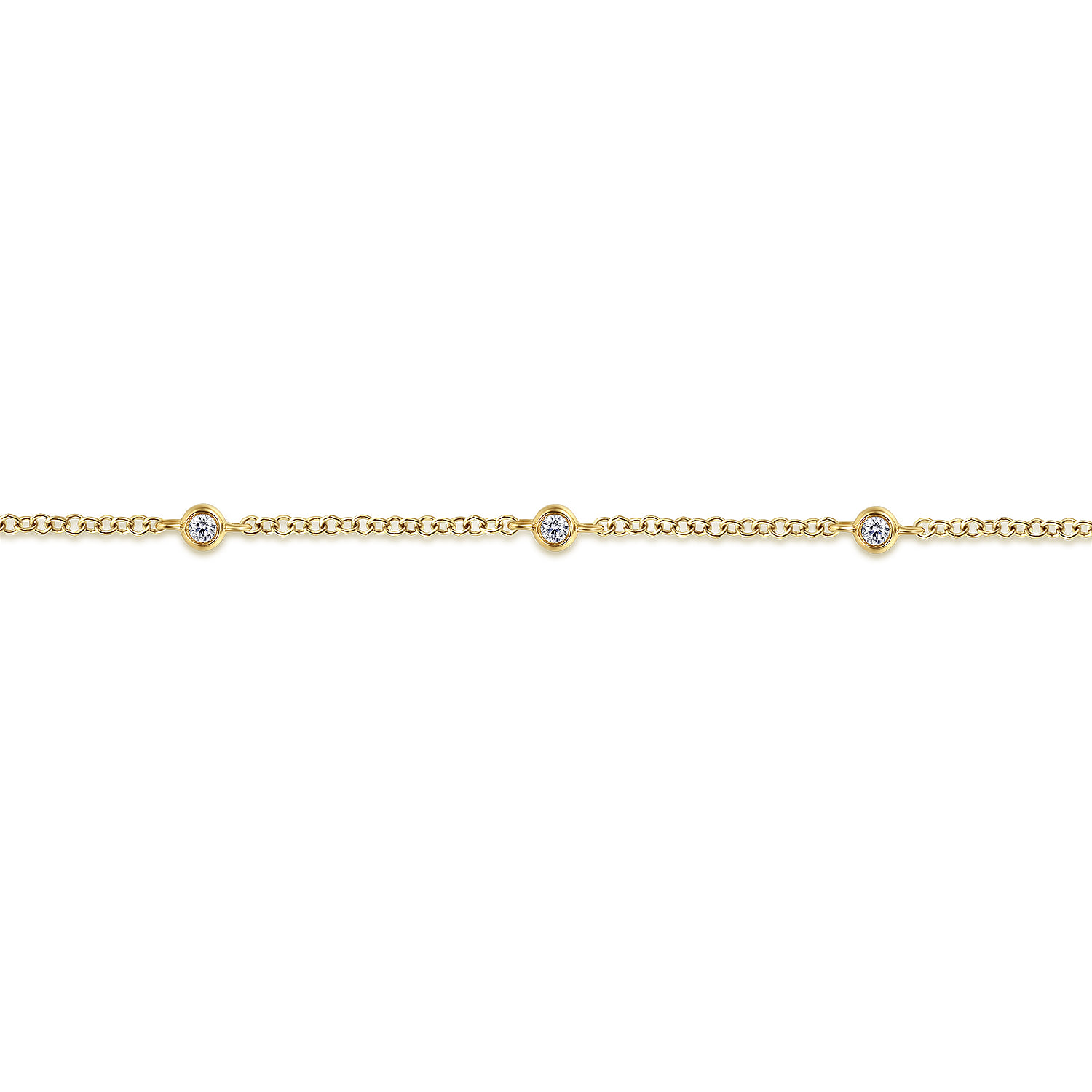 Diamond Chain Bracelet in 14K Yellow Gold, photograph 2