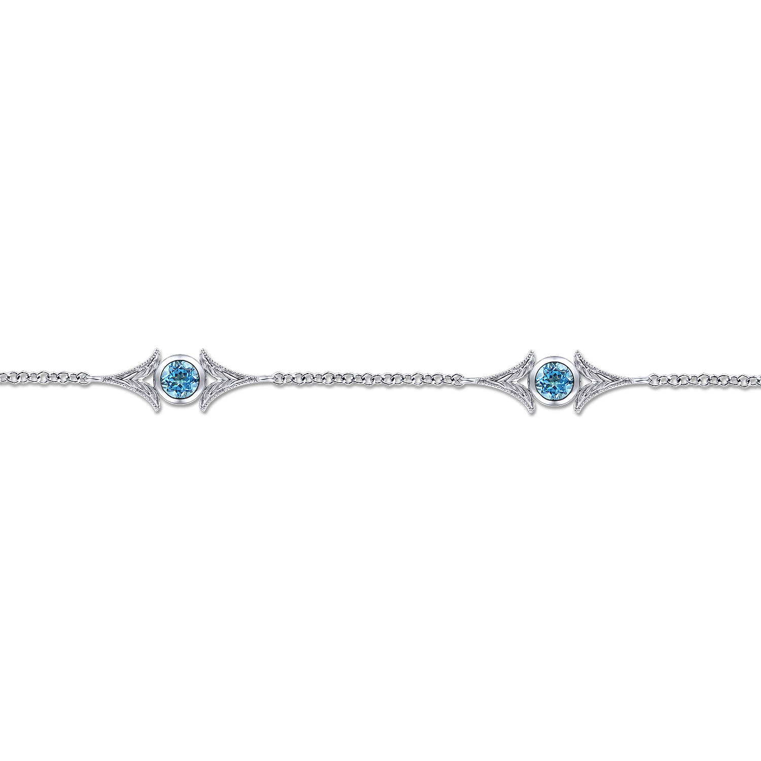 Swiss Blue Topaz Station Bracelet in Sterling Silver, photograph 2