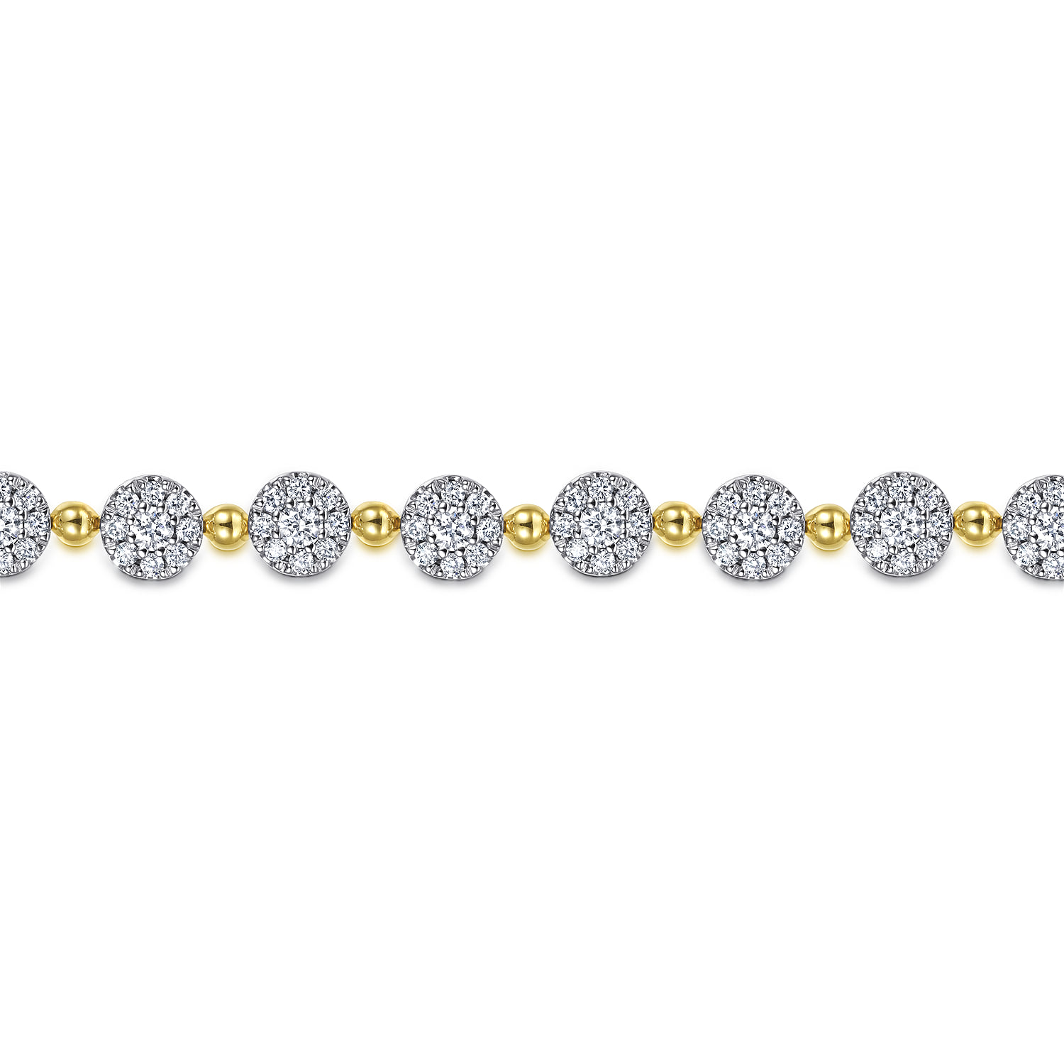 Diamond Cluster Tennis Bracelet in 14K White/Yellow Gold, photograph 2