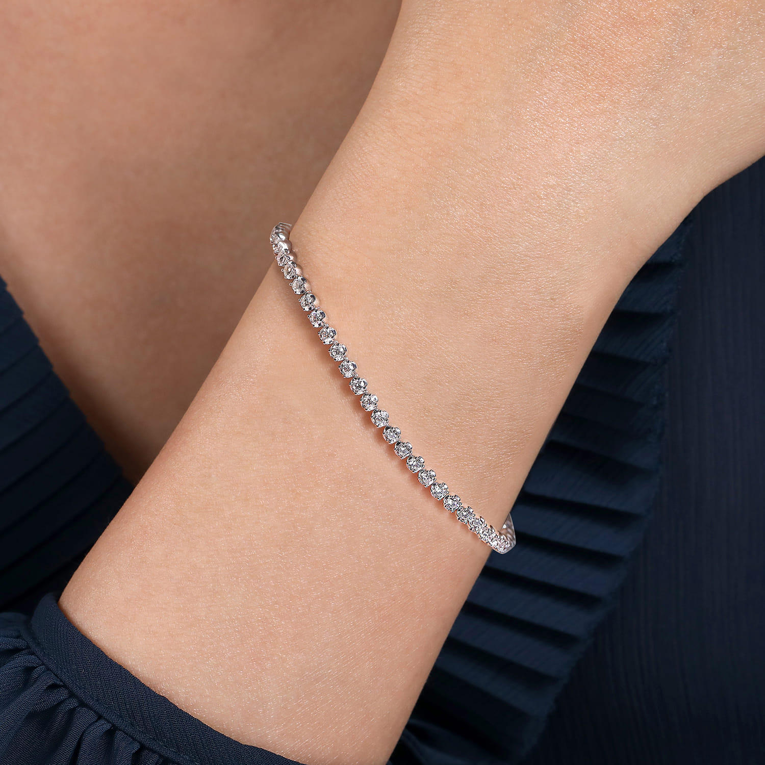 Buttercup Diamond Tennis Bracelet in 14K White Gold, photograph 3