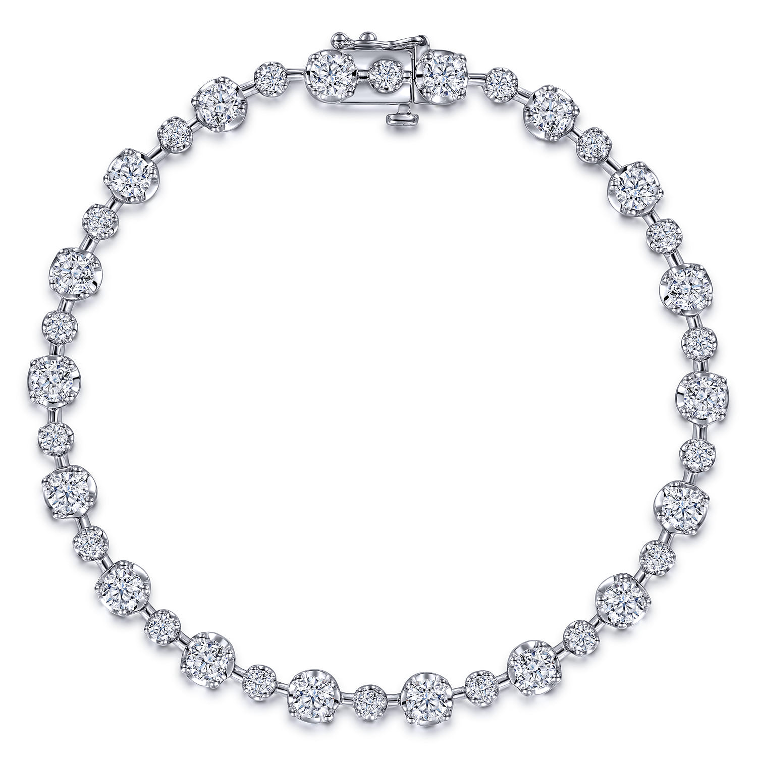 Diamond Station Tennis Bracelet in 18K White Gold