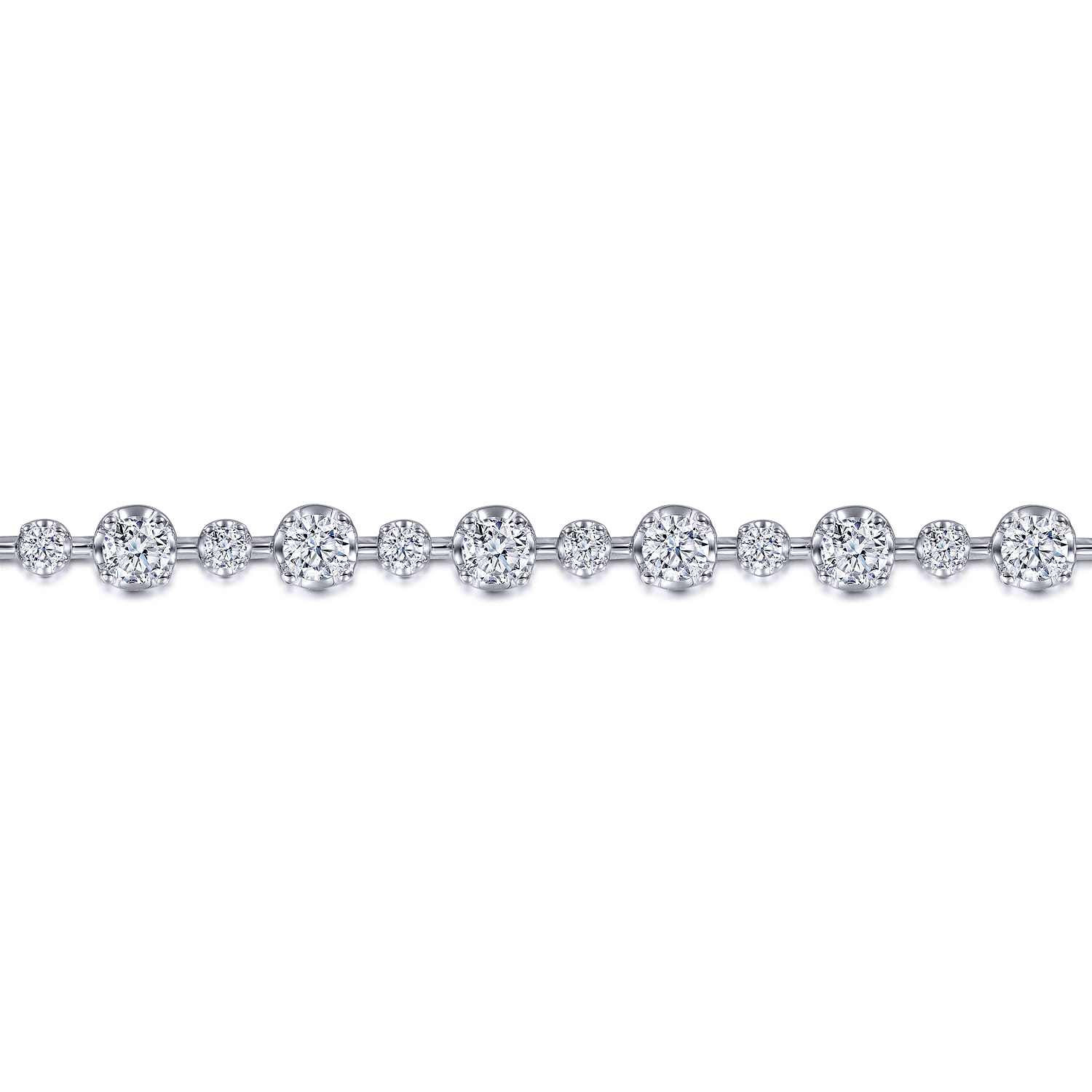 Diamond Station Tennis Bracelet in 18K White Gold, photograph 2