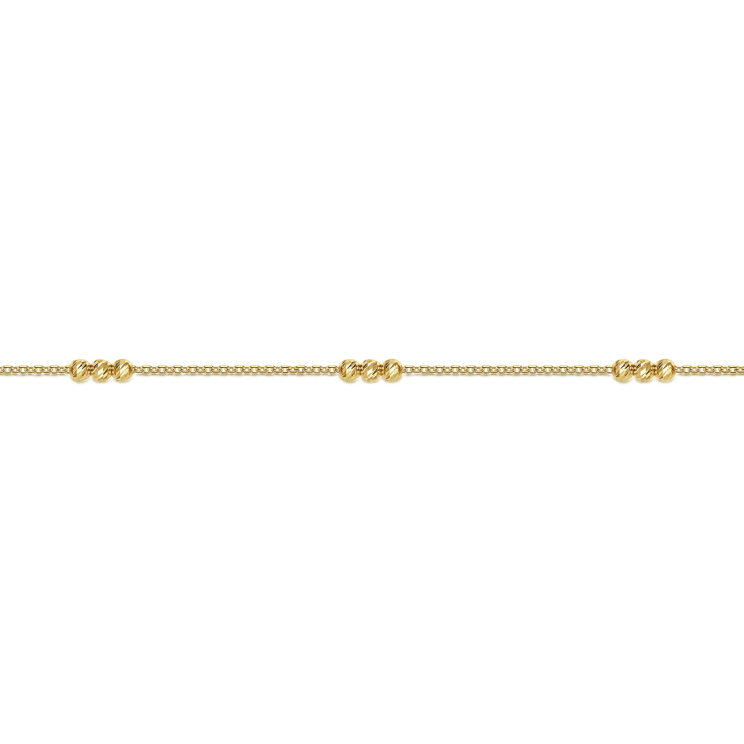 Delicate Chain Bracelet with Bujukan Bead Stations in 14K Yellow Gold, photograph 2