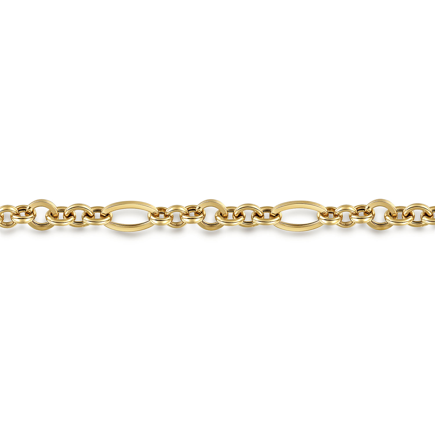 Hollow Figaro Link Chain Bracelet in 14K Yellow Gold, photograph 2