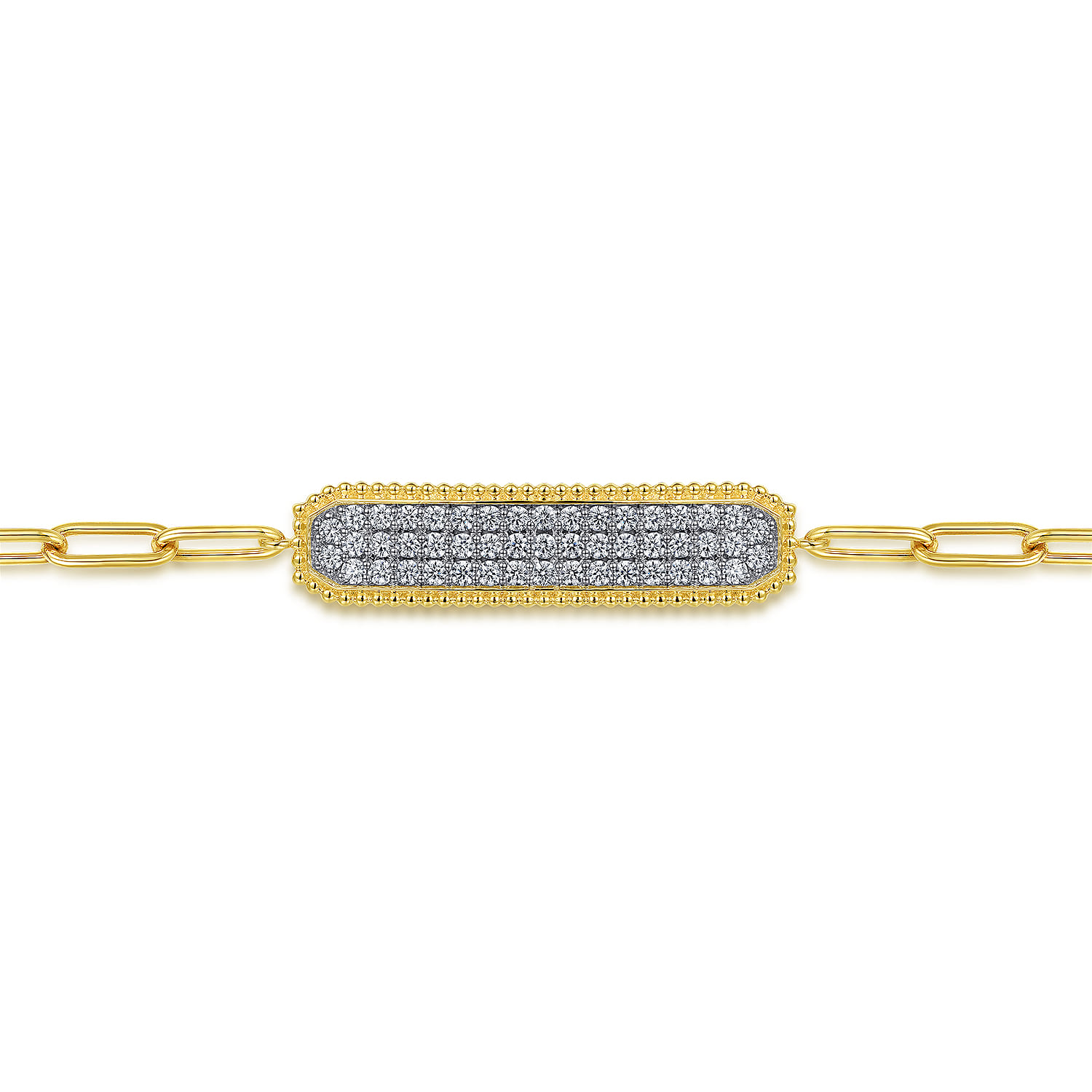 Diamond Bar Chain Bracelet in 14K Yellow Gold, photograph 2