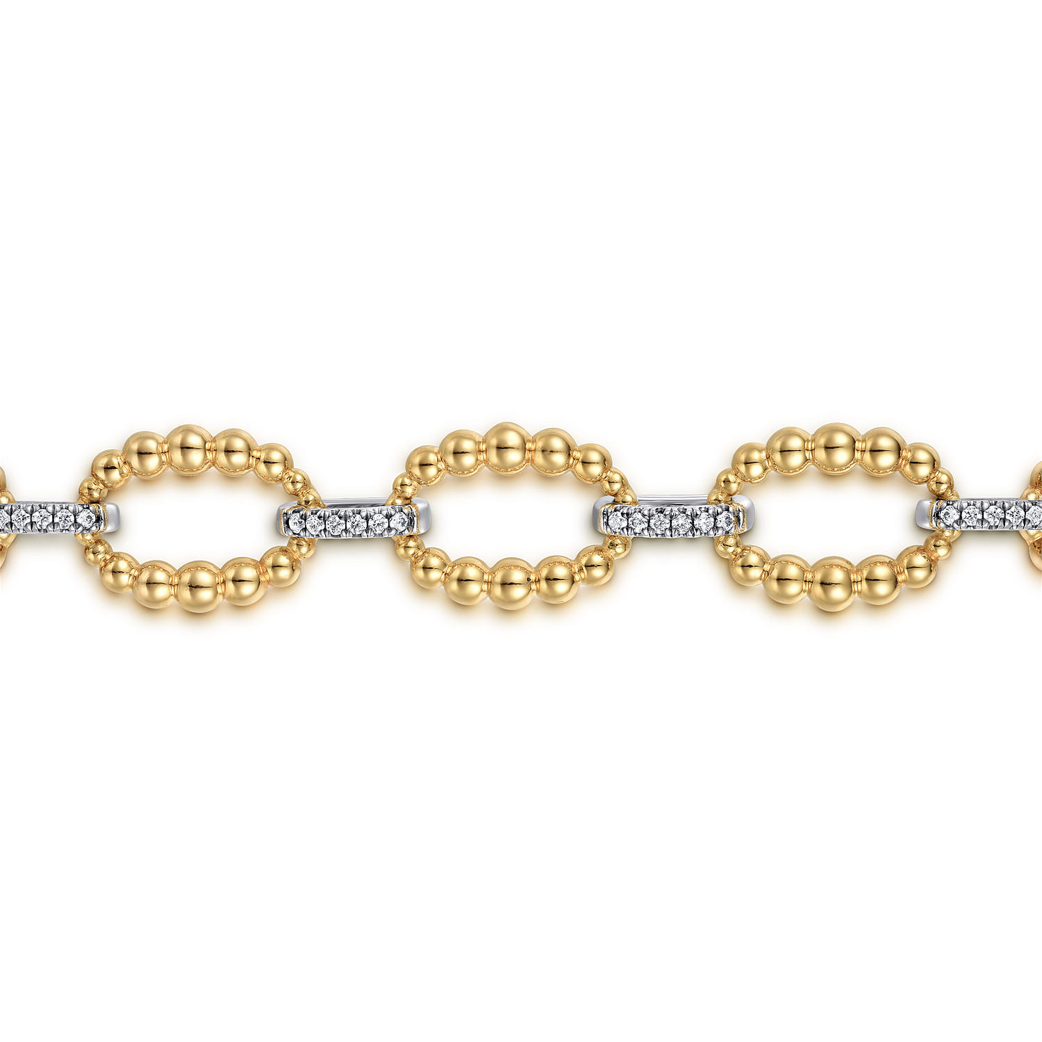 Diamond Bujukan Link Tennis Bracelet in 14K White/Yellow Gold, photograph 2