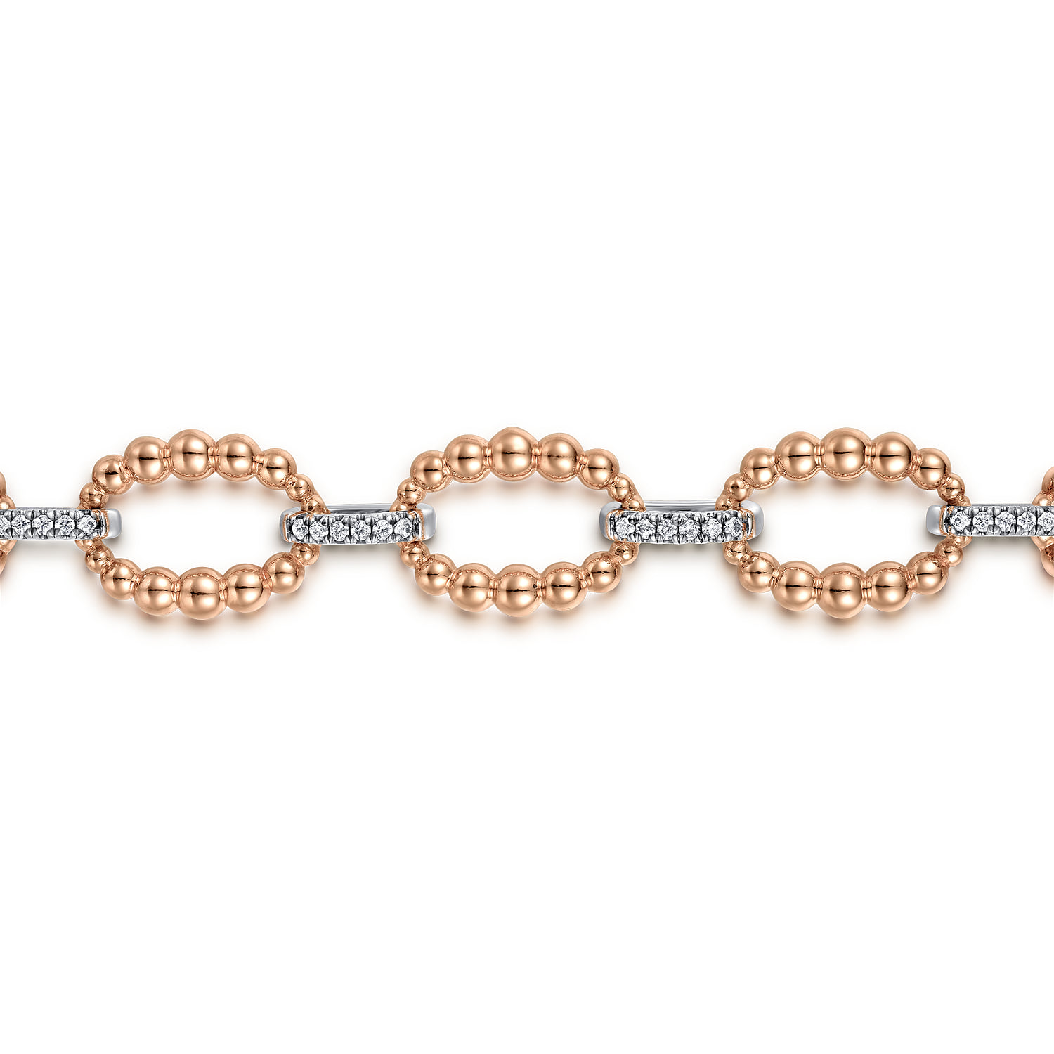 Diamond Bujukan Link Tennis Bracelet in 14K White/Rose Gold, photograph 2