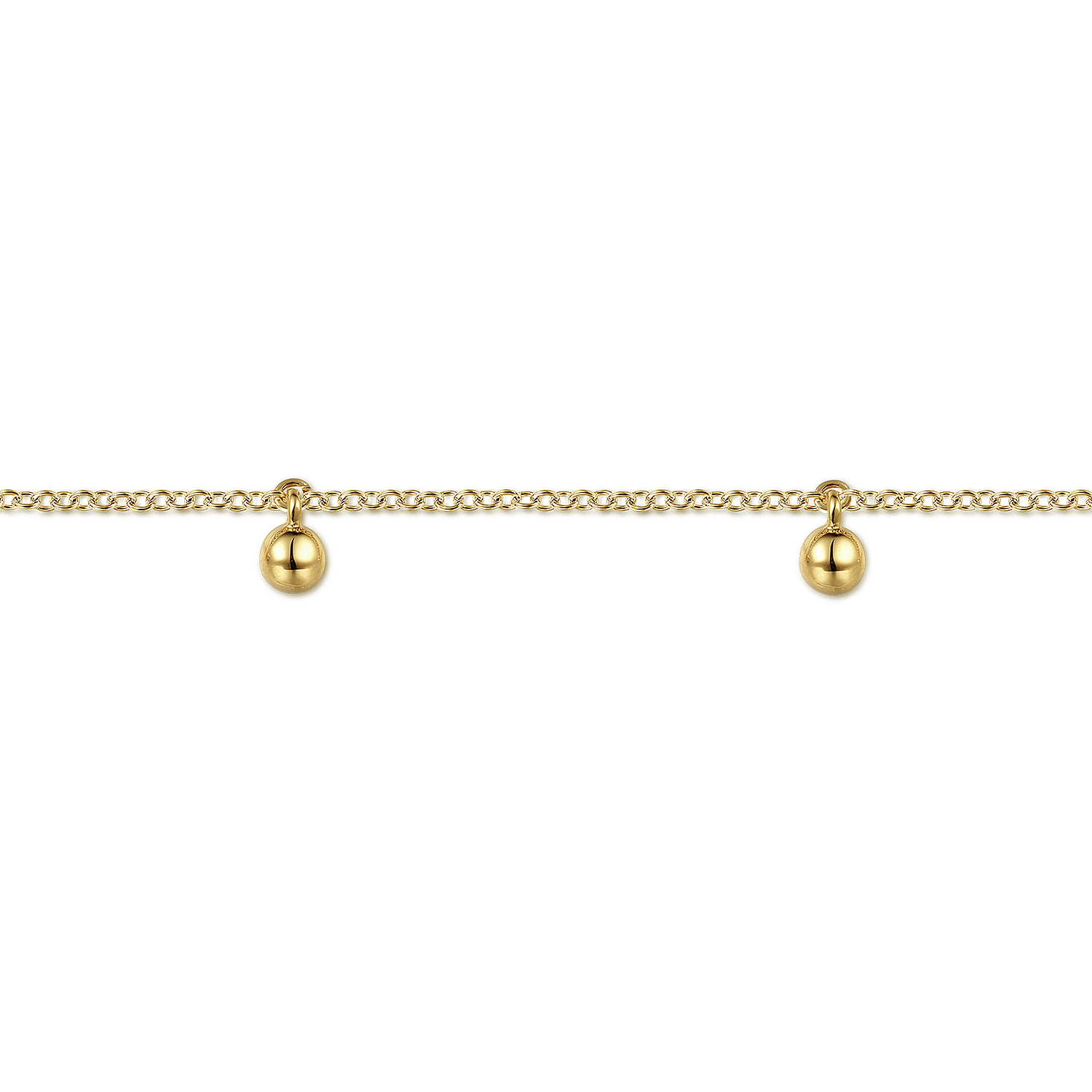 Delicate Chain Bracelet with Bujukan Bead Drops in 14K Yellow Gold, photograph 2