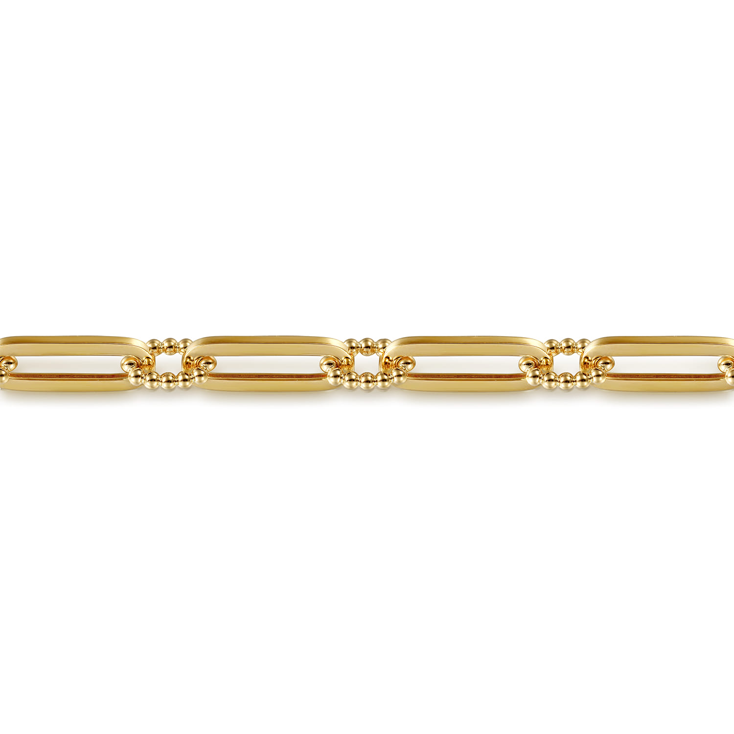 Casted Bujukan Ball Link and Hollow Paperclip Link Chain Bracelet in 14K Yellow Gold, photograph 2