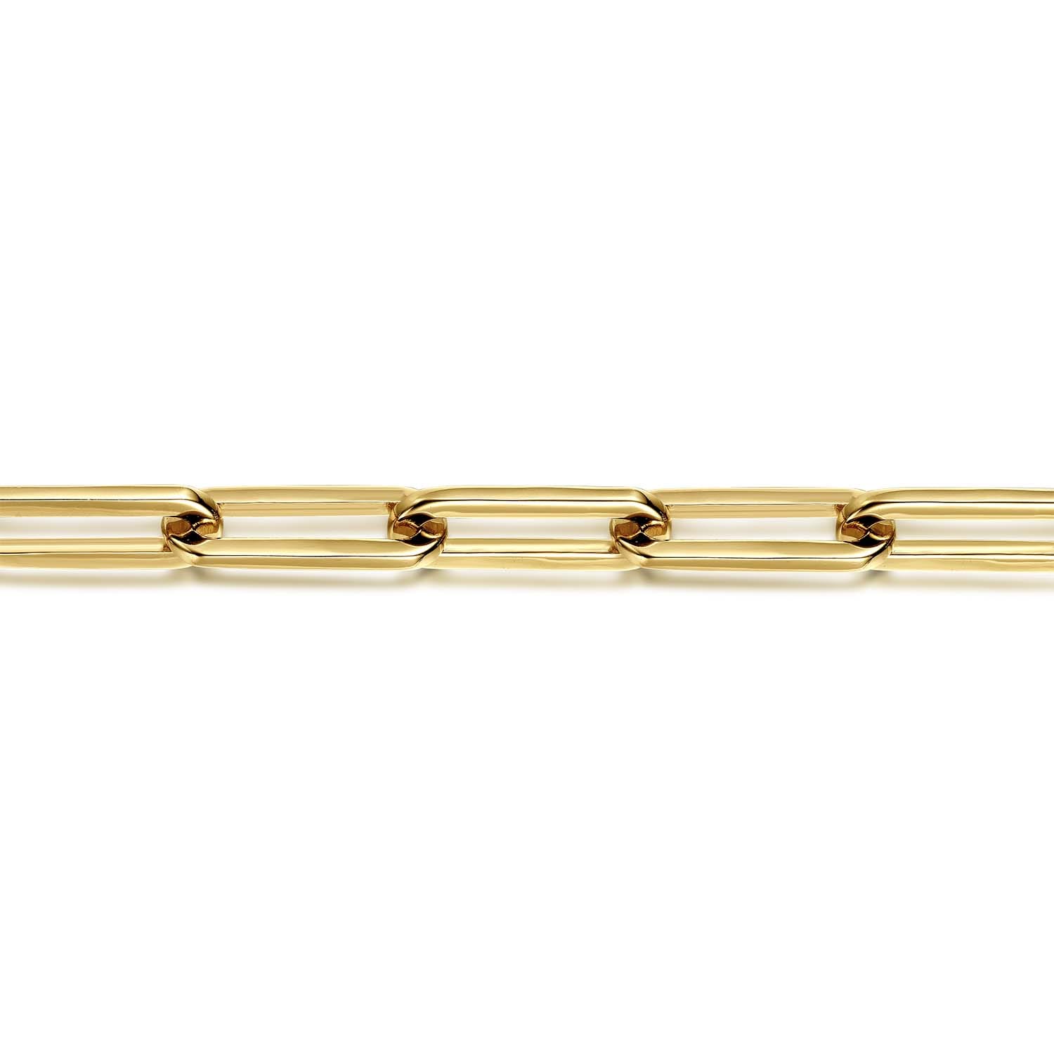 Hollow Paperclip Link Chain Bracelet in 14K Yellow Gold, photograph 2