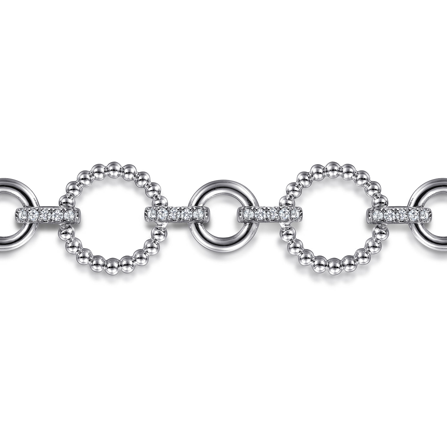 White Sapphire Bujukan Link Tennis Bracelet in Sterling Silver, photograph 2