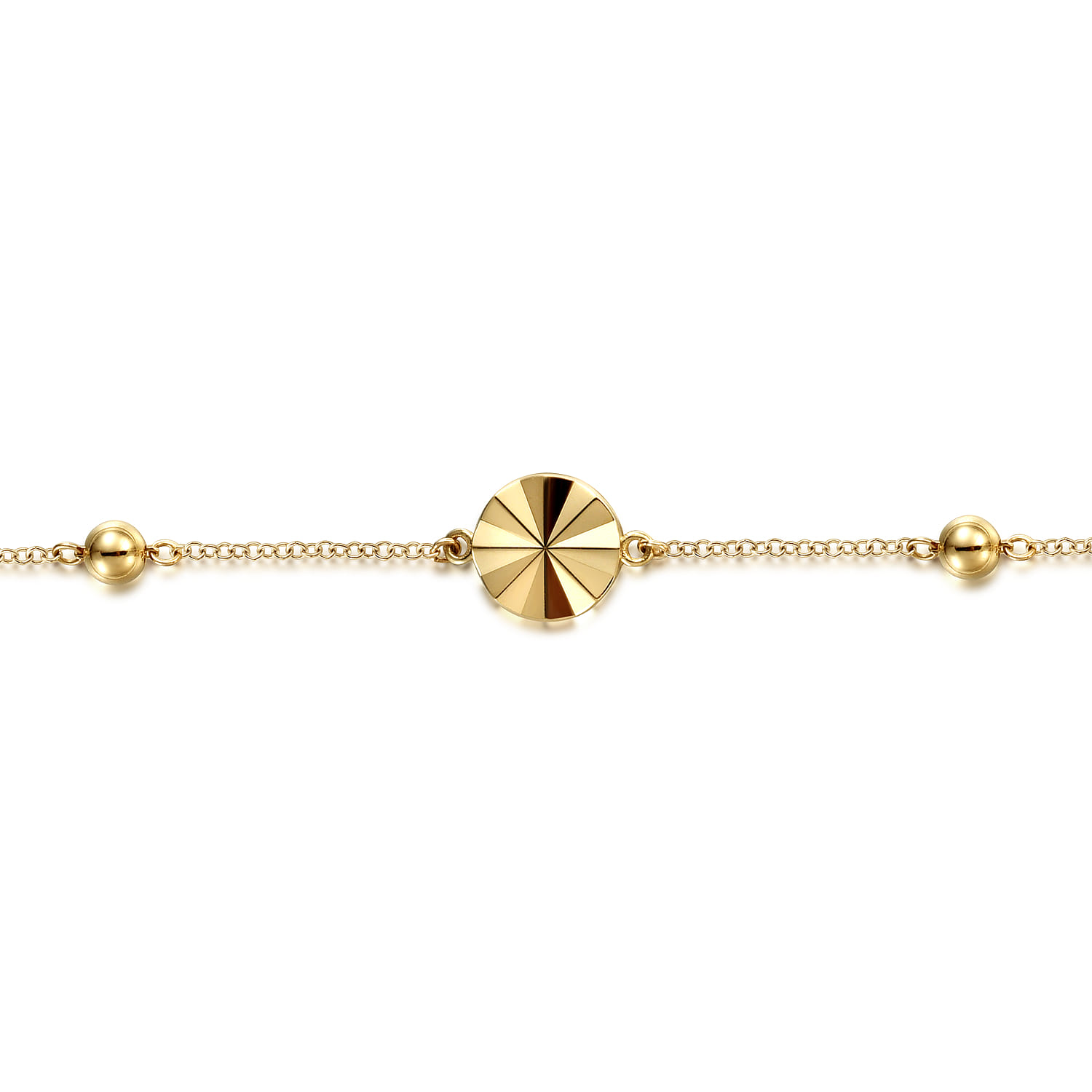 Diamond Cut Disk Station Tennis Bracelet in 14K Yellow Gold, photograph 2
